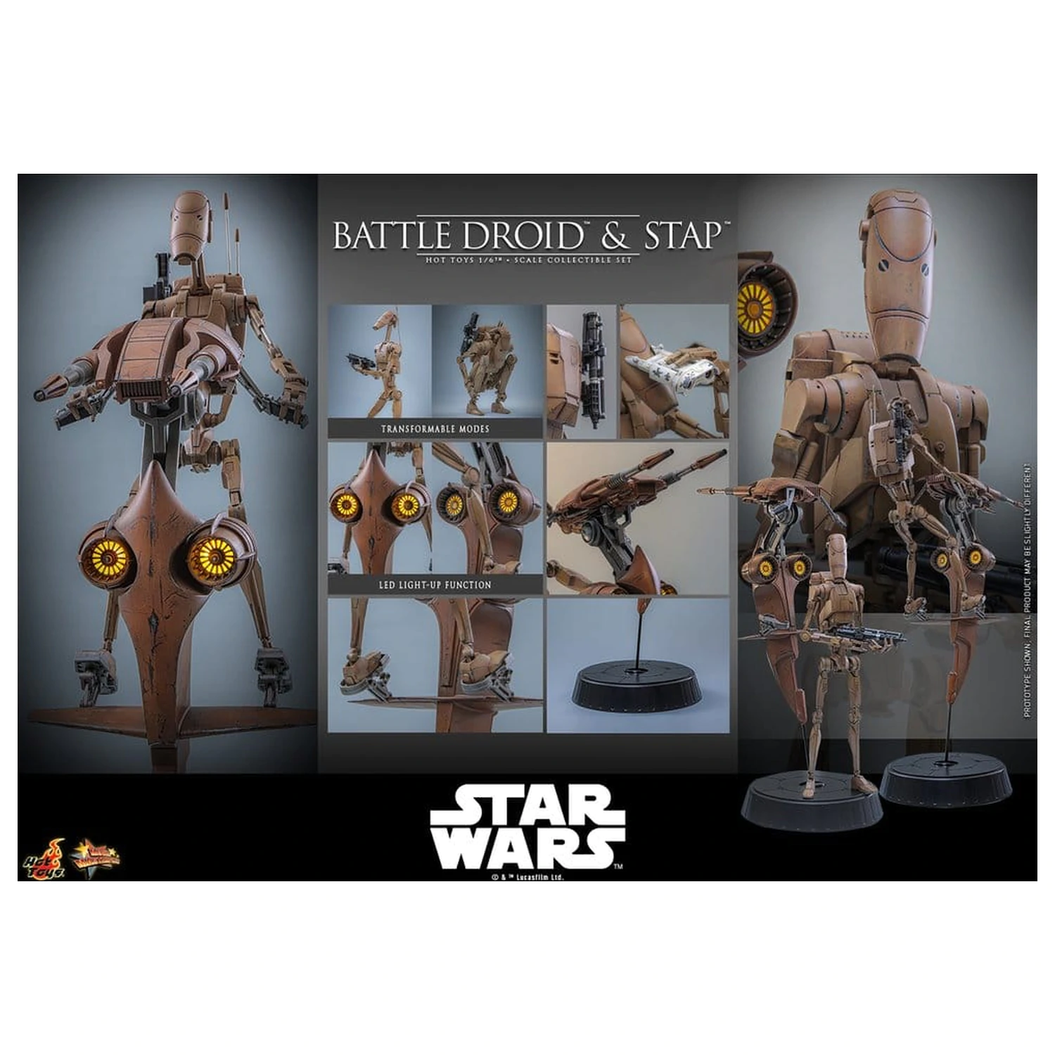 Star Wars: The Phantom Menace Movie Masterpiece Action Figure Set 1/6 Battle Droid & STAP 32 cm produktová fotografia