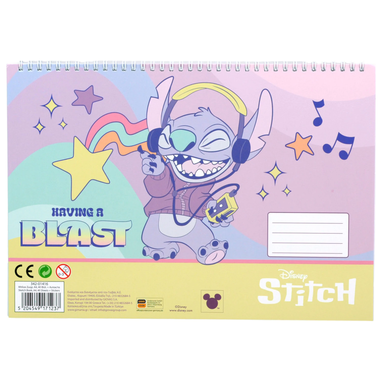 Stitch Blast A/4 špirálový skicár 40 listov s nálepkami produktová fotografia