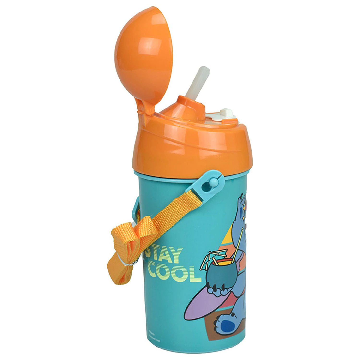 Stitch Cool plastová fľaša na vodu so slamkou a držiakom 500 ml produktová fotografia