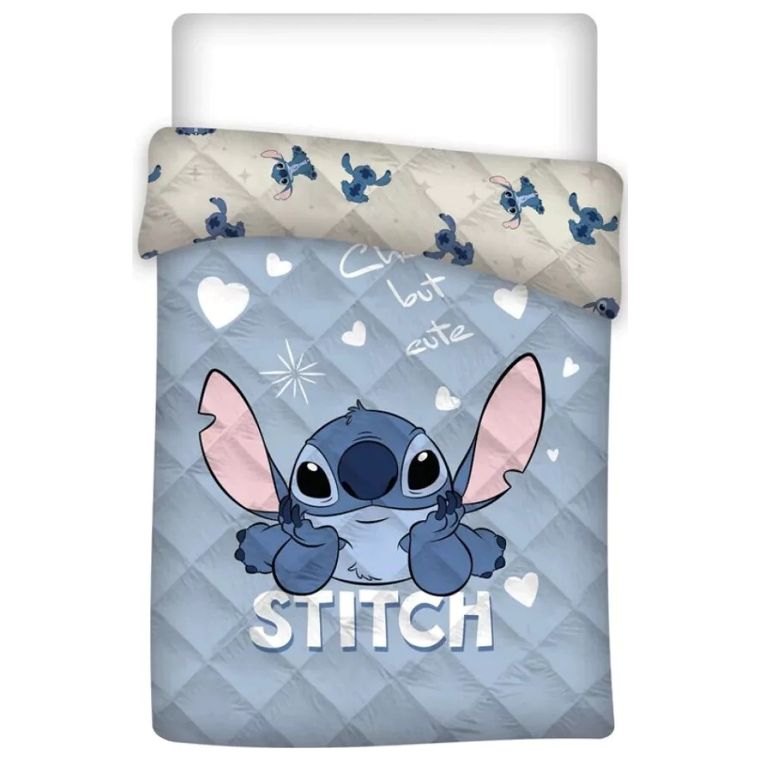 Lilo and Stitch roztomilá modrá prešívaná posteľná prikrývka, paplón produktová fotografia