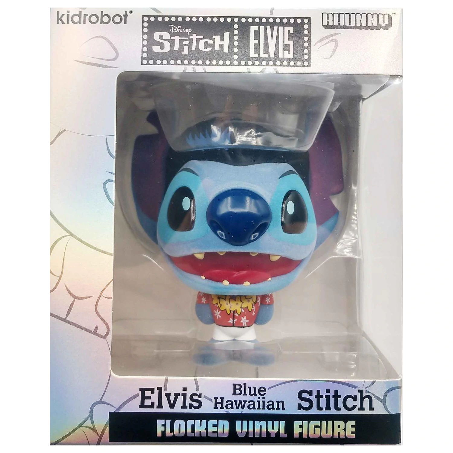 Stitch Elvis Blue Hawaiian Bhunny Flocked vinylová figúrka produktová fotografia