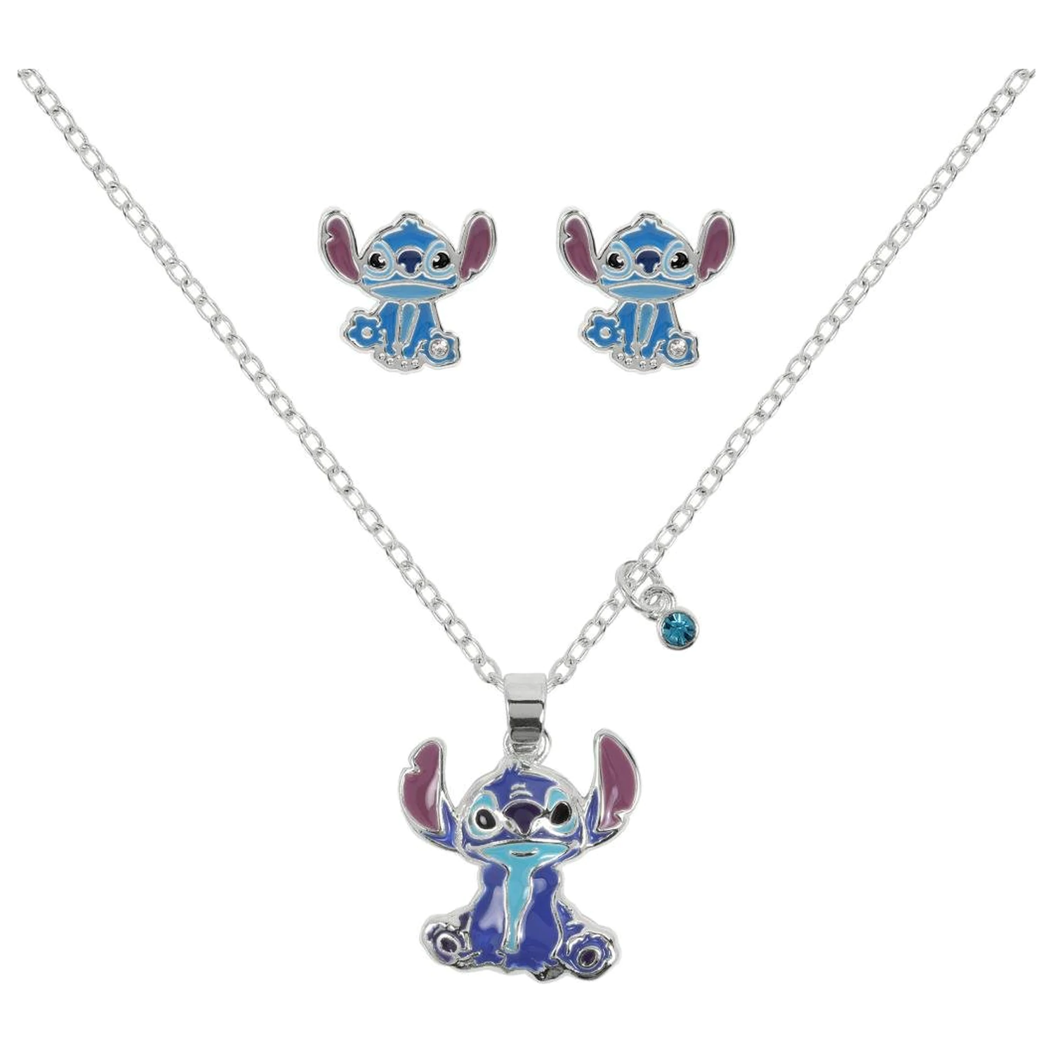 Stitch náušnice a náhrdelník súprava pokovovaná mosadz produktová fotografia