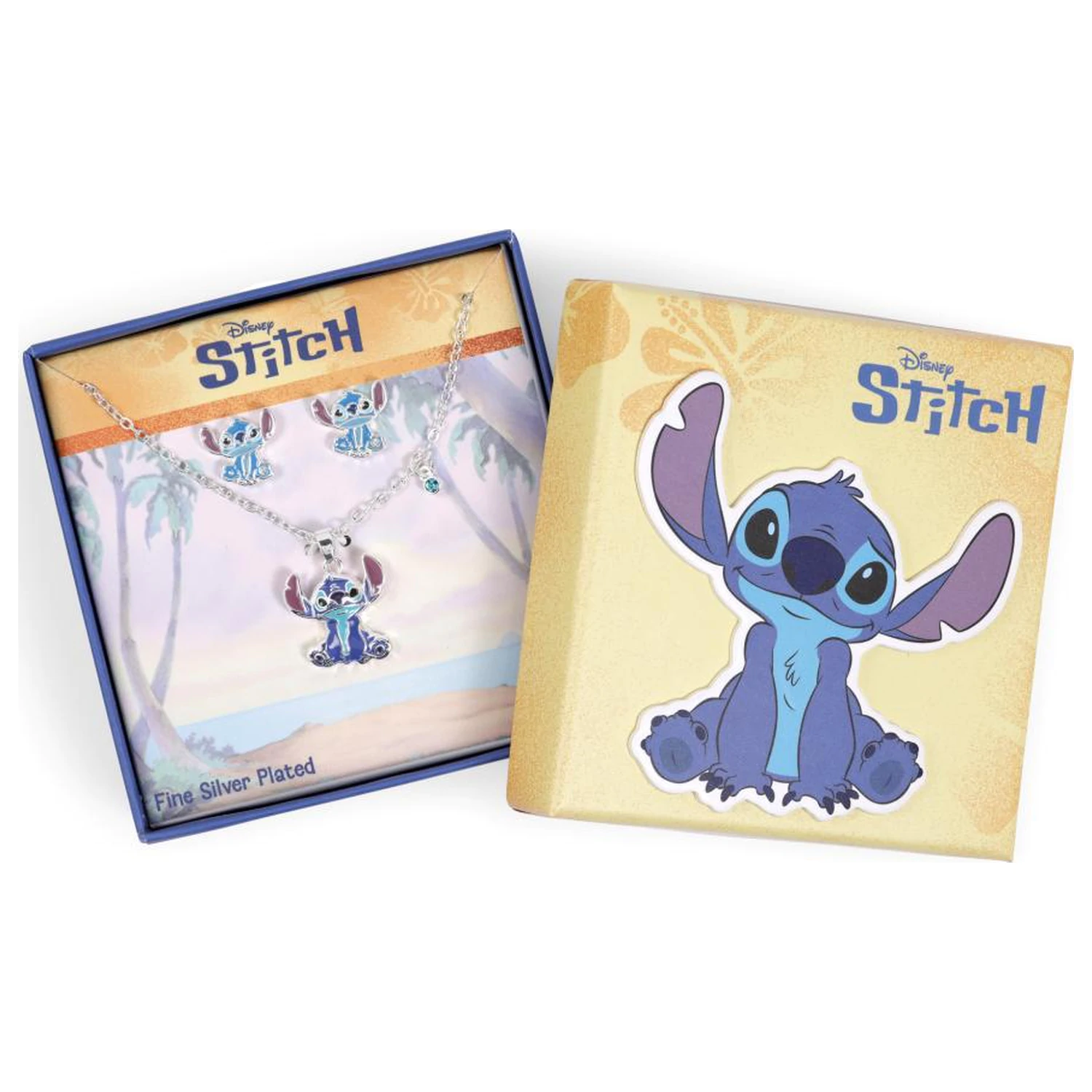 Stitch náušnice a náhrdelník súprava pokovovaná mosadz produktová fotografia