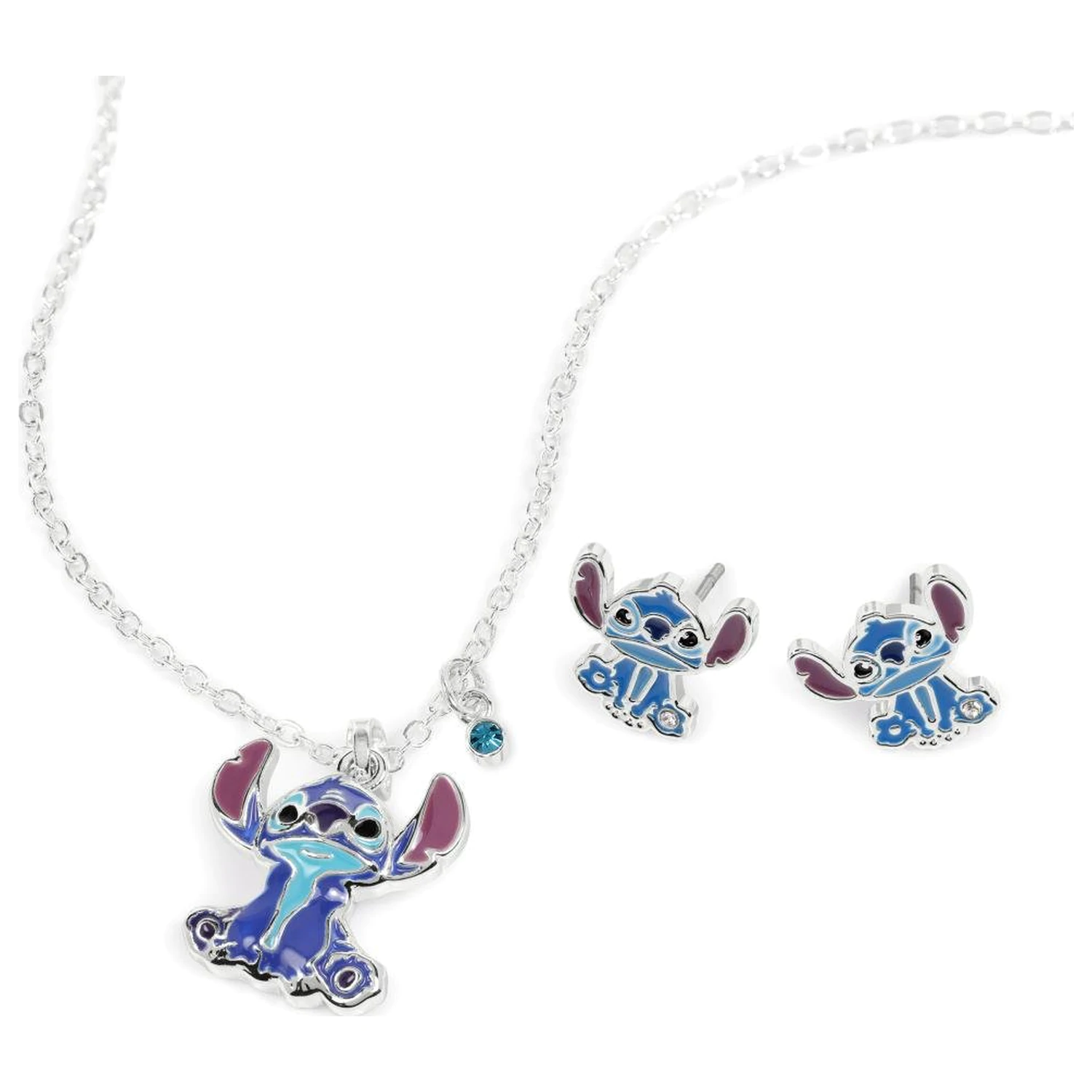 Stitch náušnice a náhrdelník súprava pokovovaná mosadz produktová fotografia