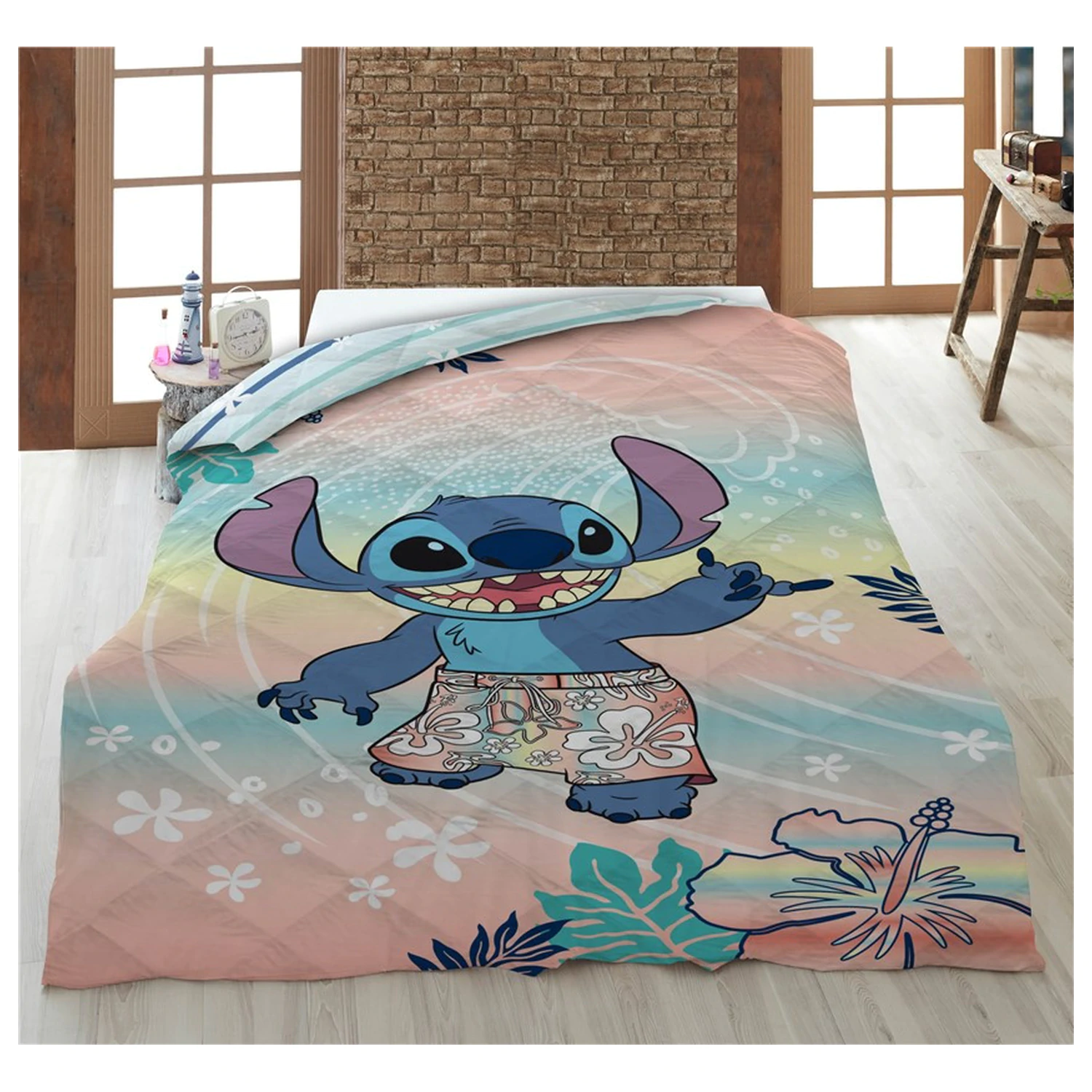Stitch Hawaiian Dream prešívaný prehoz na posteľ, paplón 140x200cm produktová fotografia