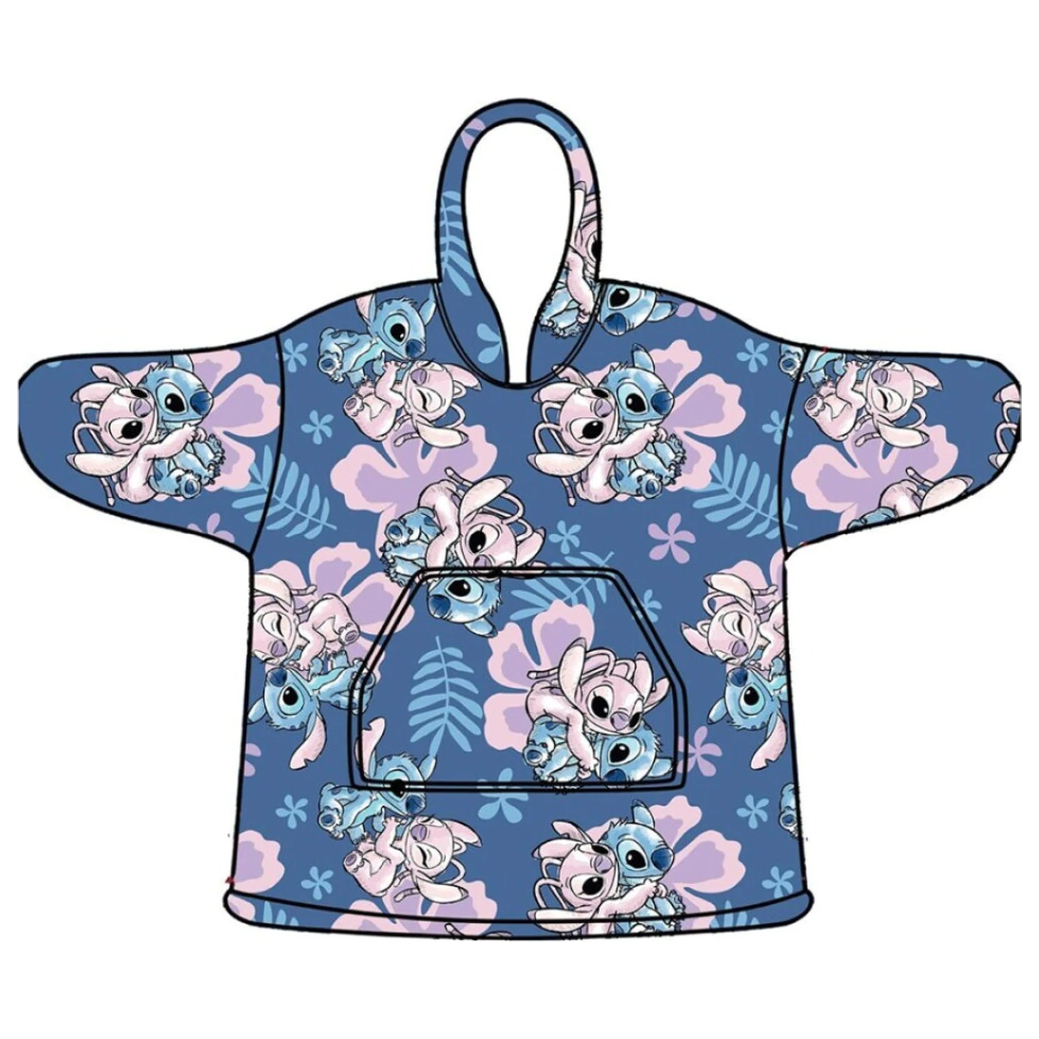 Stitch Hibiscus nazúvacia plyšová flísová deka, Poncho 3-6 rokov produktová fotografia
