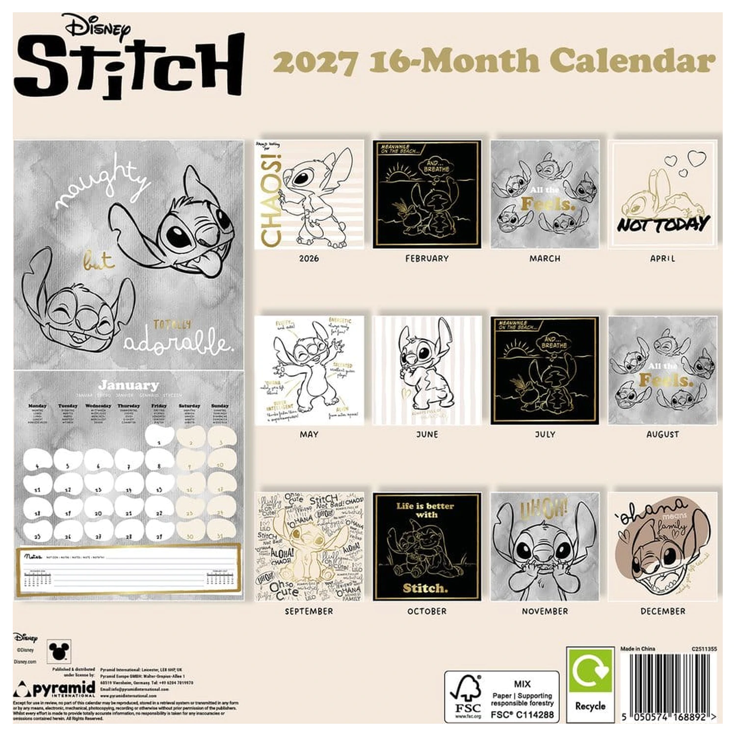 Stitch Calendar Life is Better with Stitch 2027 30 x 30 cm produktová fotografia