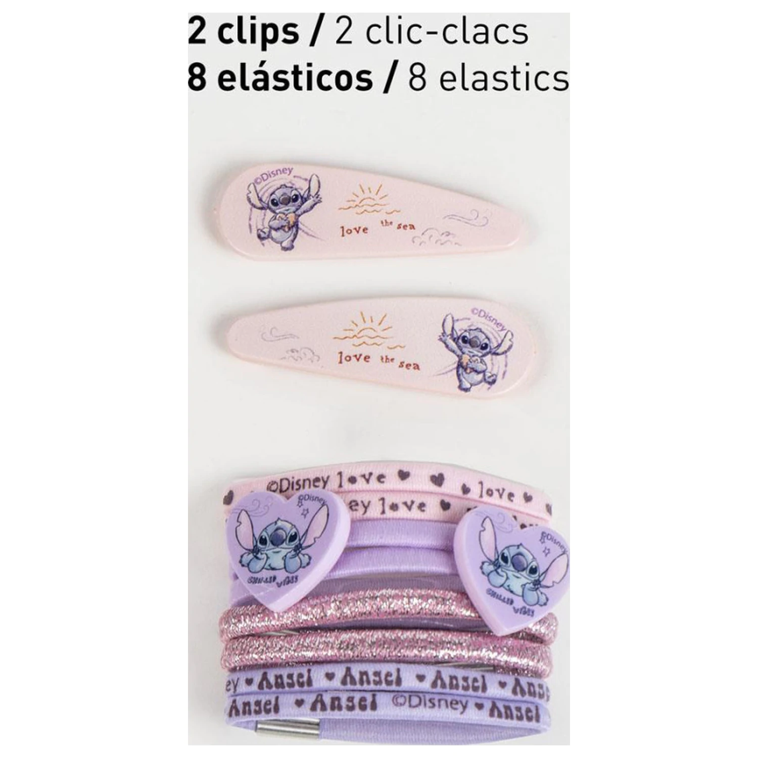 Stitch Love the Sea sponka do vlasov, súprava gumičiek do vlasov v krabičke produktová fotografia