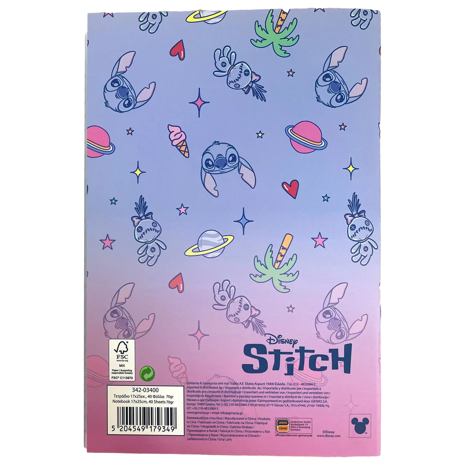 Stitch Palm B/5 linajkový zošit 40 strán produktová fotografia