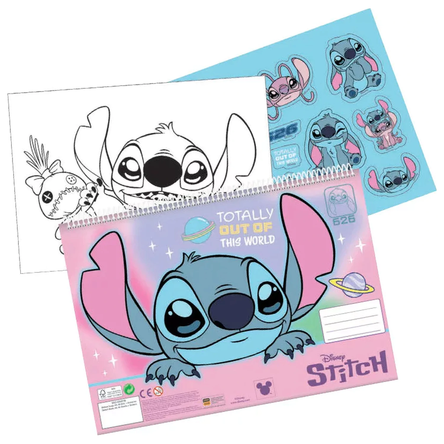 Stitch Universe A4 špirálový skicár 40 listov s nálepkami produktová fotografia