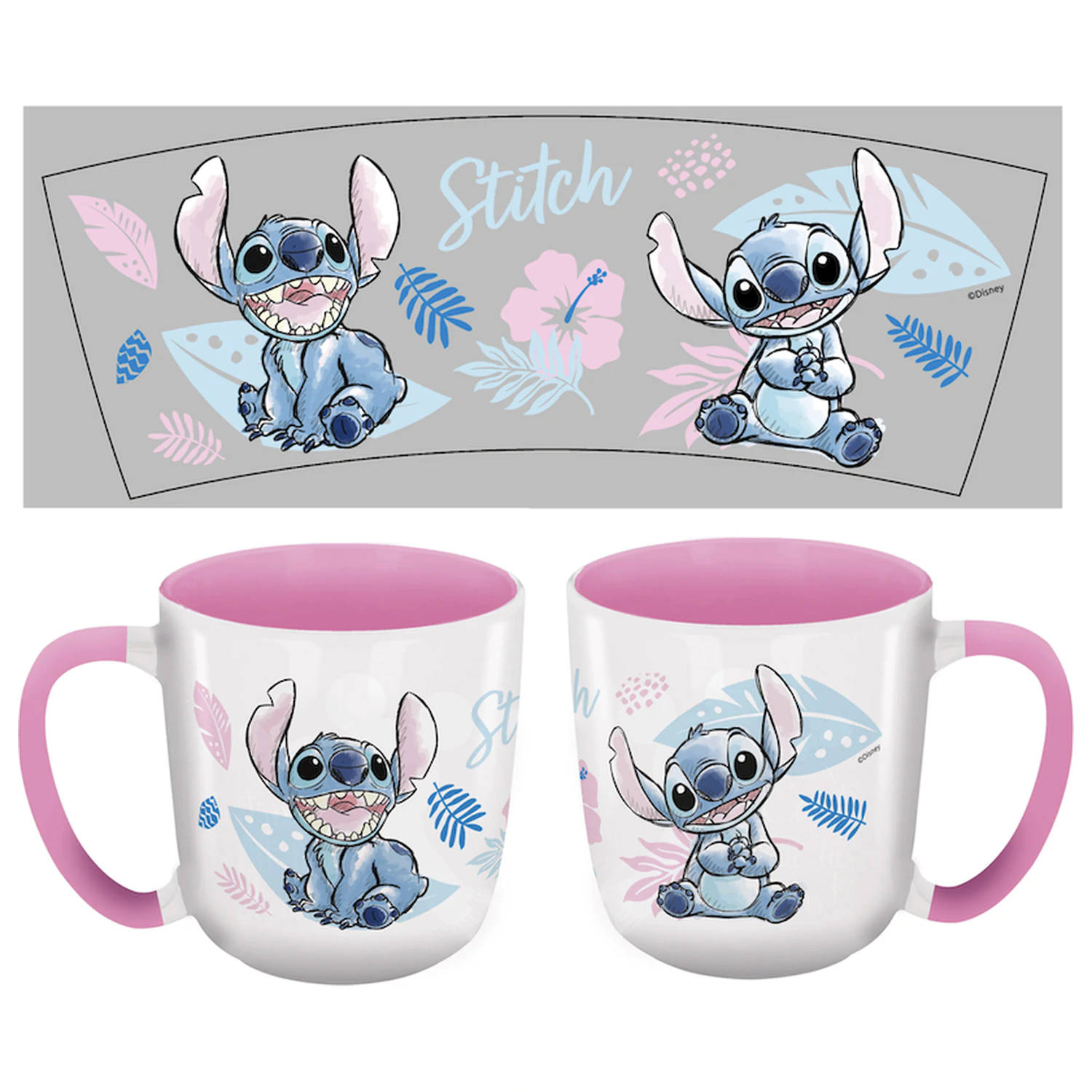 Stitch Watercolor Ružový Hrnček produktová fotografia