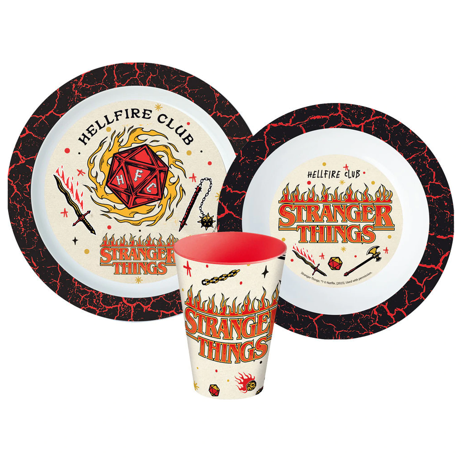 Stranger Things Upside Down jedálenský set, mikro plastový set, so sklom 260 ml produktová fotografia