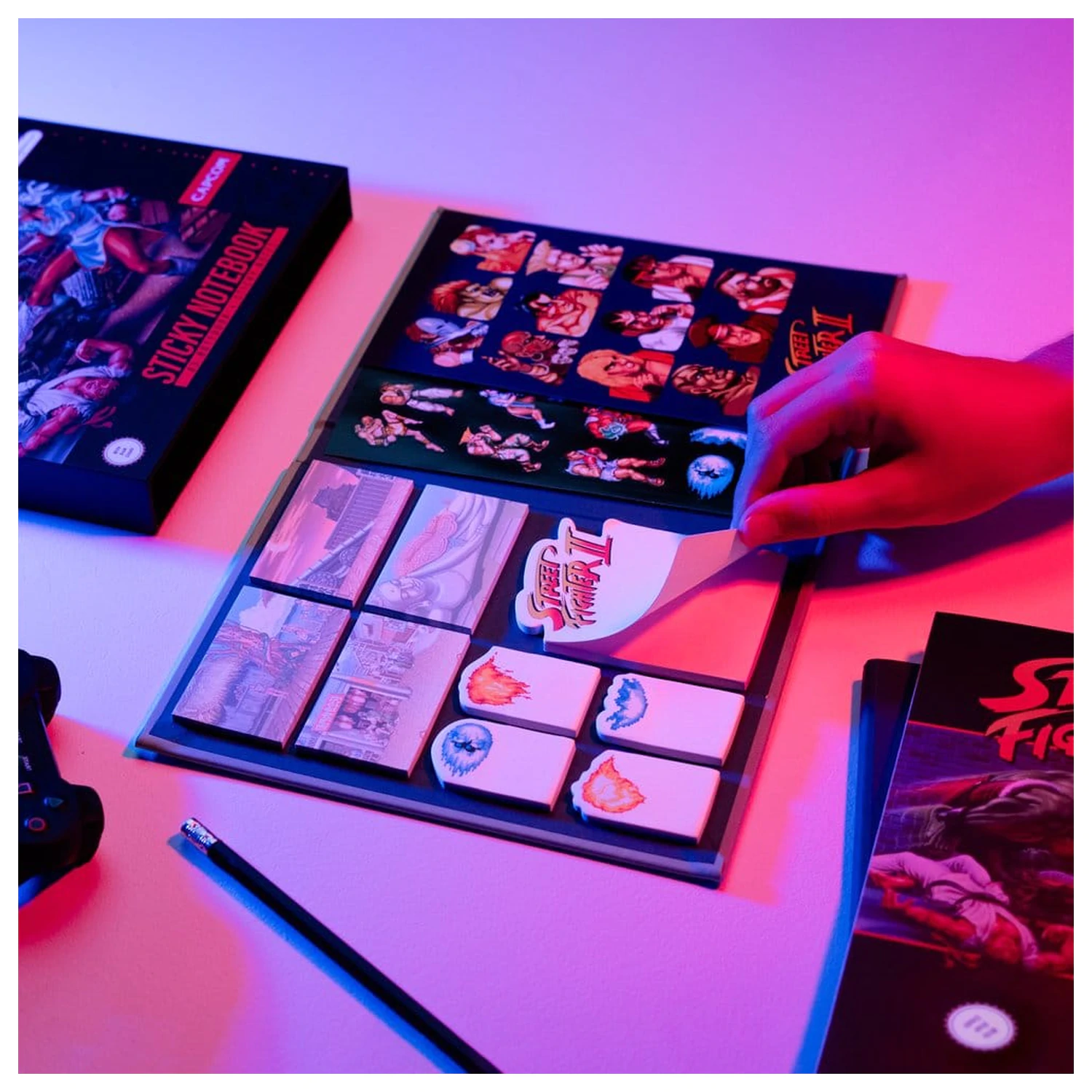Street Fighter A5 premium zápisník s lepiacimi poznámkami produktová fotografia