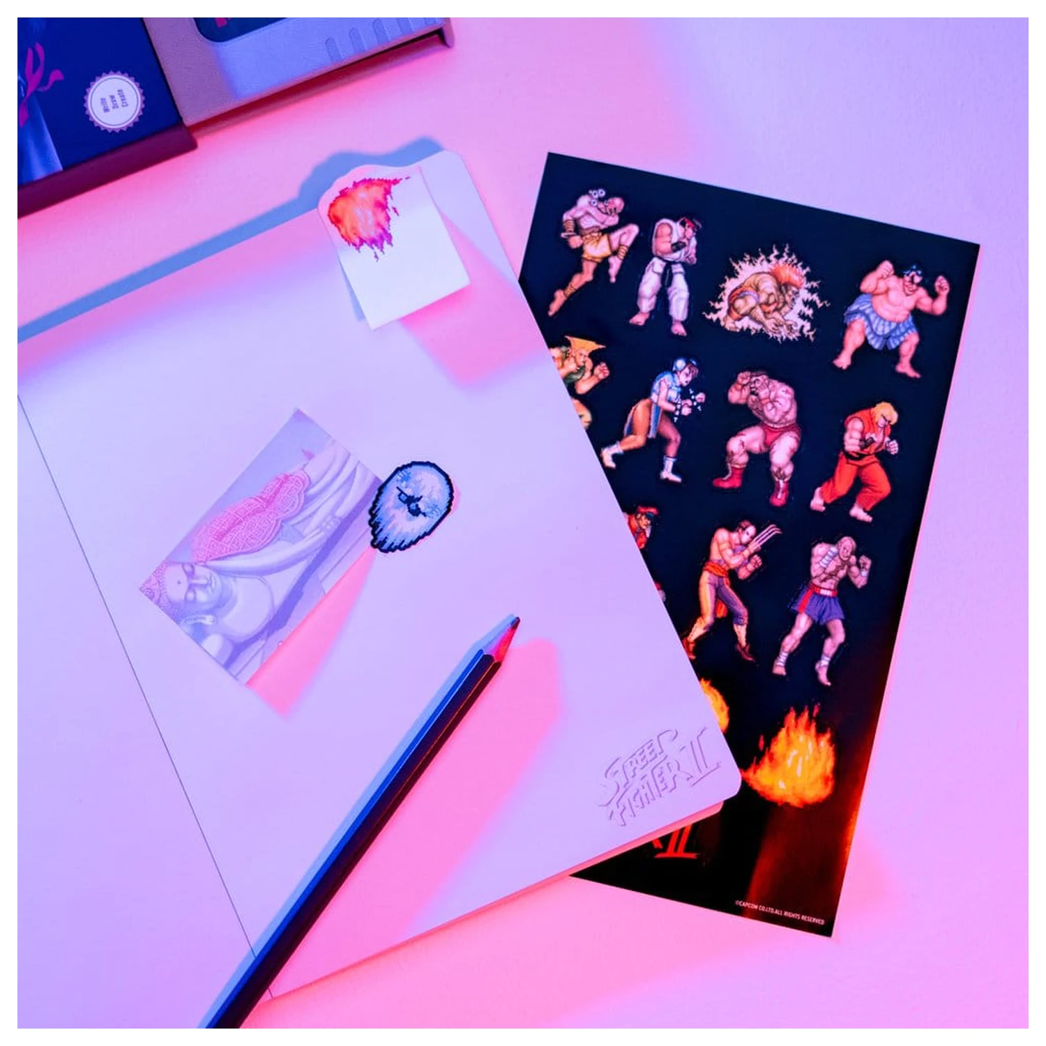 Street Fighter A5 premium zápisník s lepiacimi poznámkami produktová fotografia