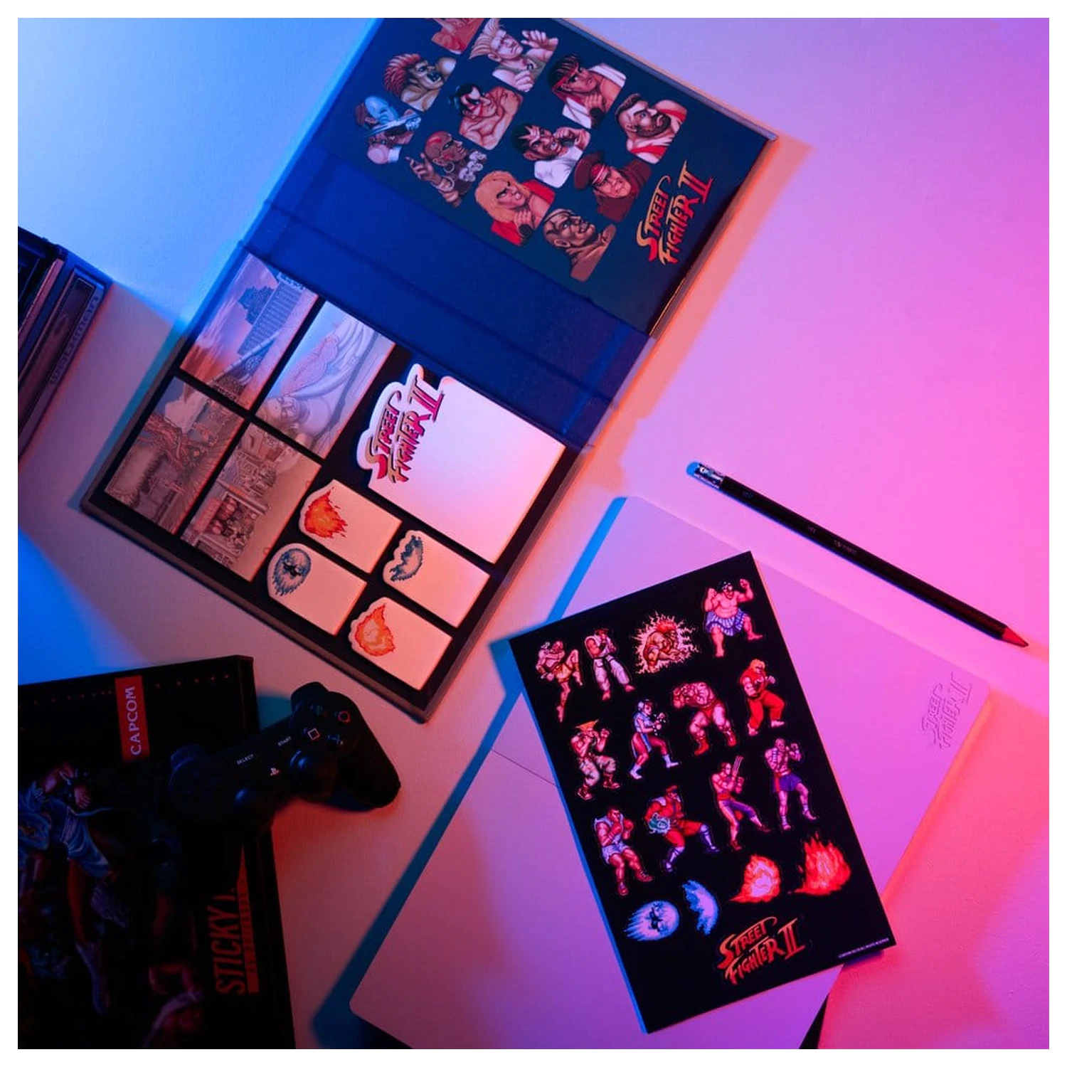 Street Fighter A5 premium zápisník s lepiacimi poznámkami produktová fotografia
