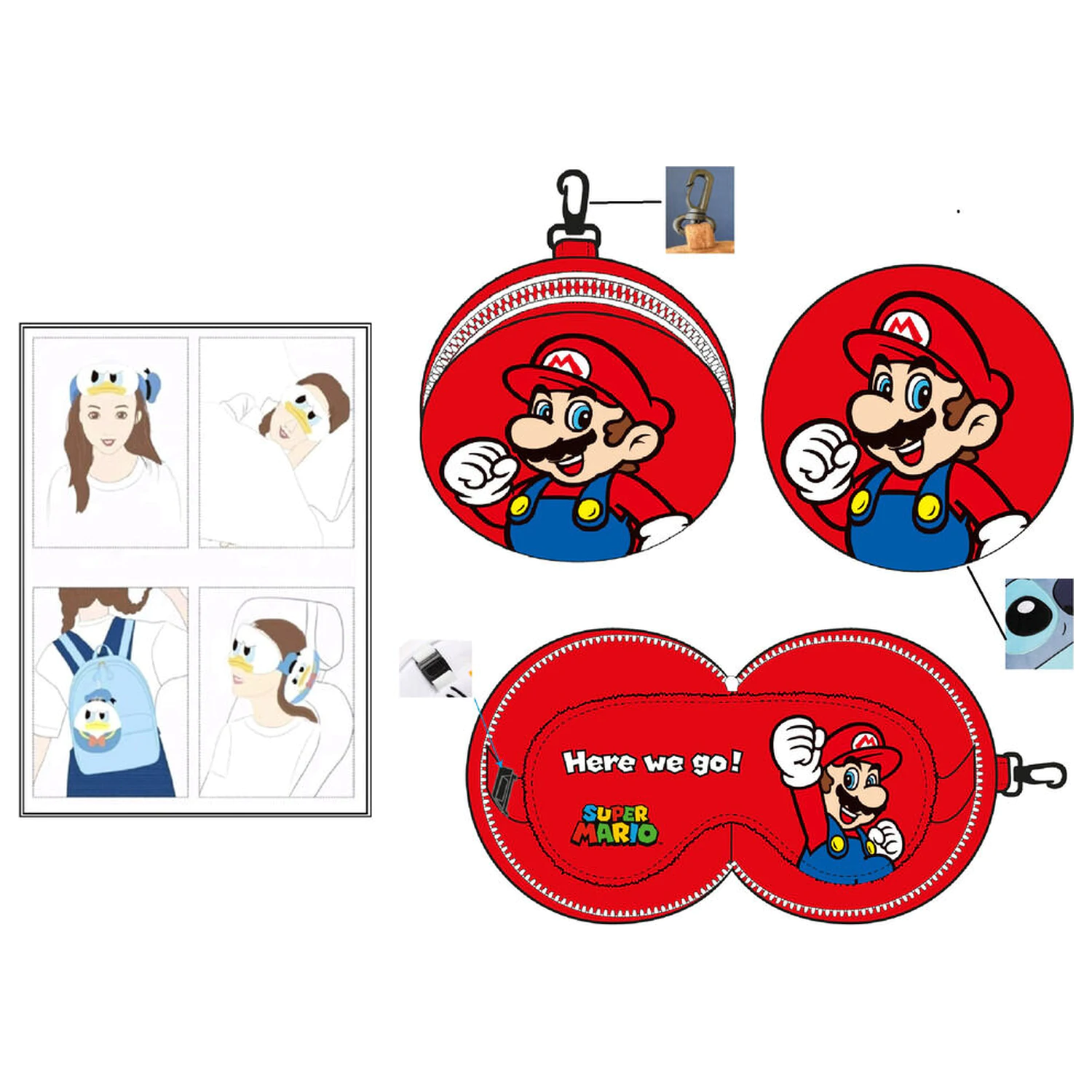 Super Mario Bros cestovný vankúš + maska produktová fotografia