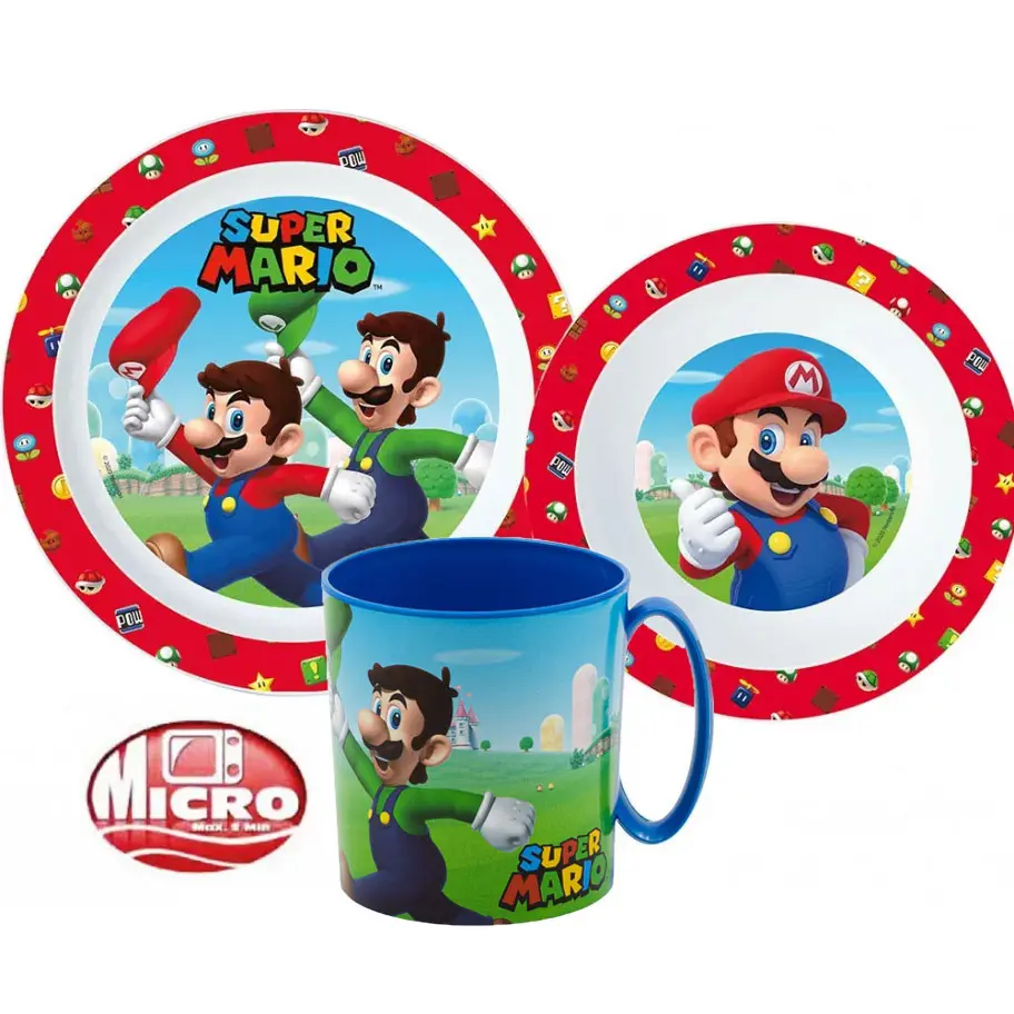 Super Mario jedálenský set, micro plastový set produktová fotografia
