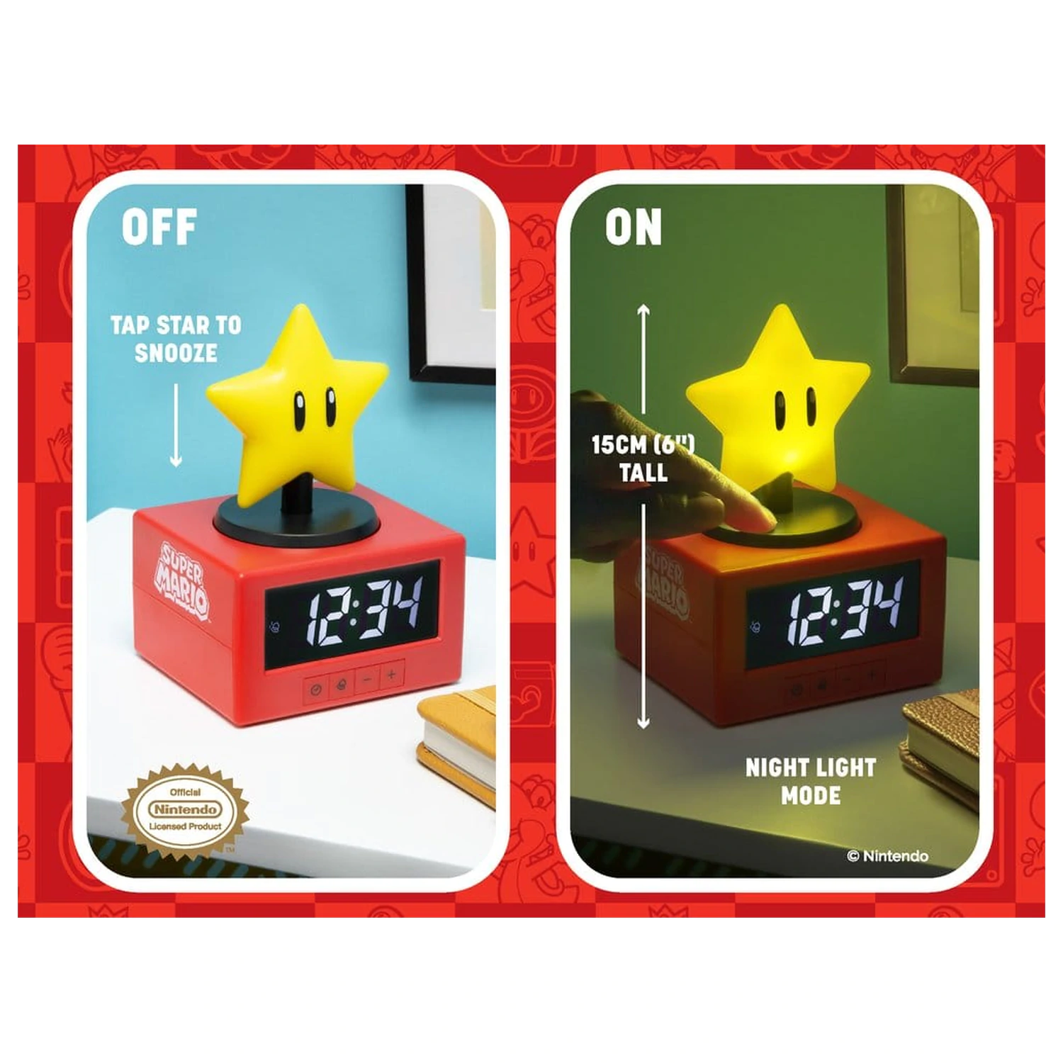 Super Mario Icon budík Super Star 15 cm produktová fotografia