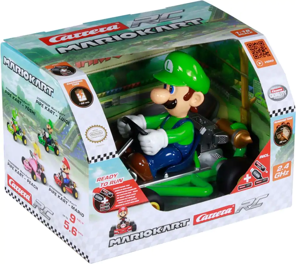 Super Mario Kart RC diaľkovo ovládané Auto 1/18 2.4GHz Pipe Kart Luigi produktová fotografia
