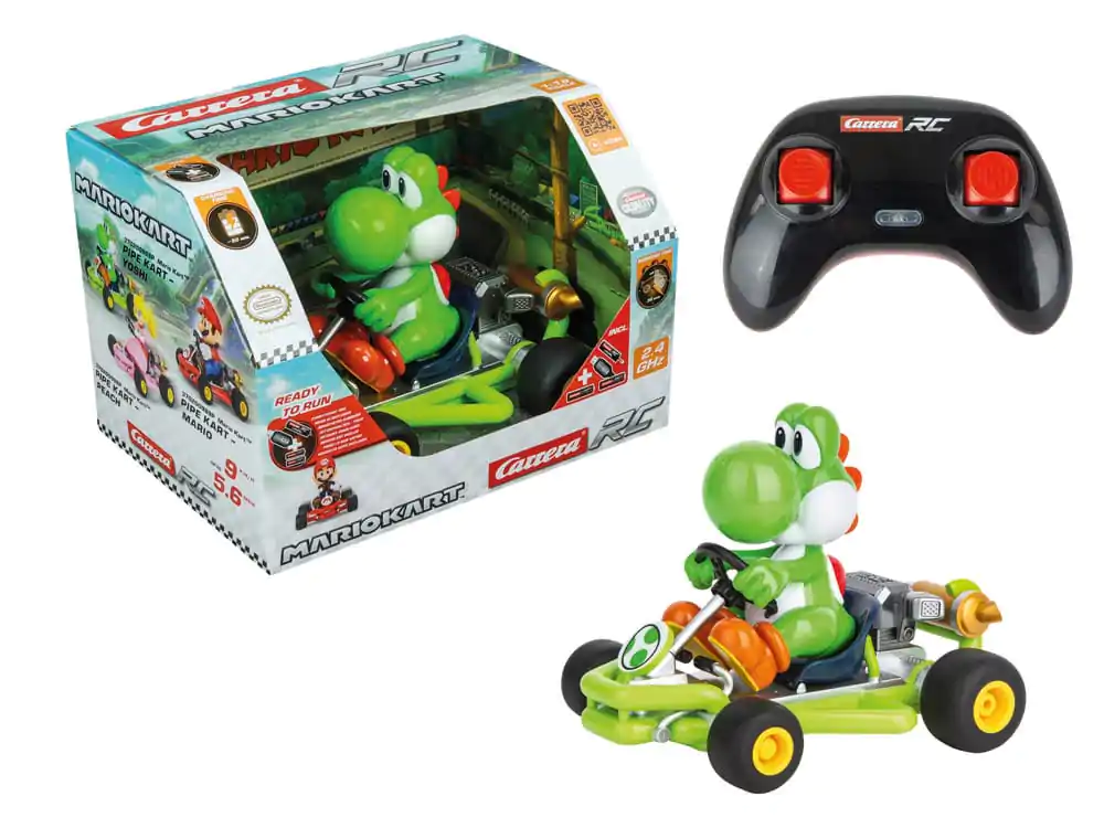 Super Mario Kart RC diaľkovo ovládané auto 1/18 2.4GHz Pipe Kart Yoshi produktová fotografia