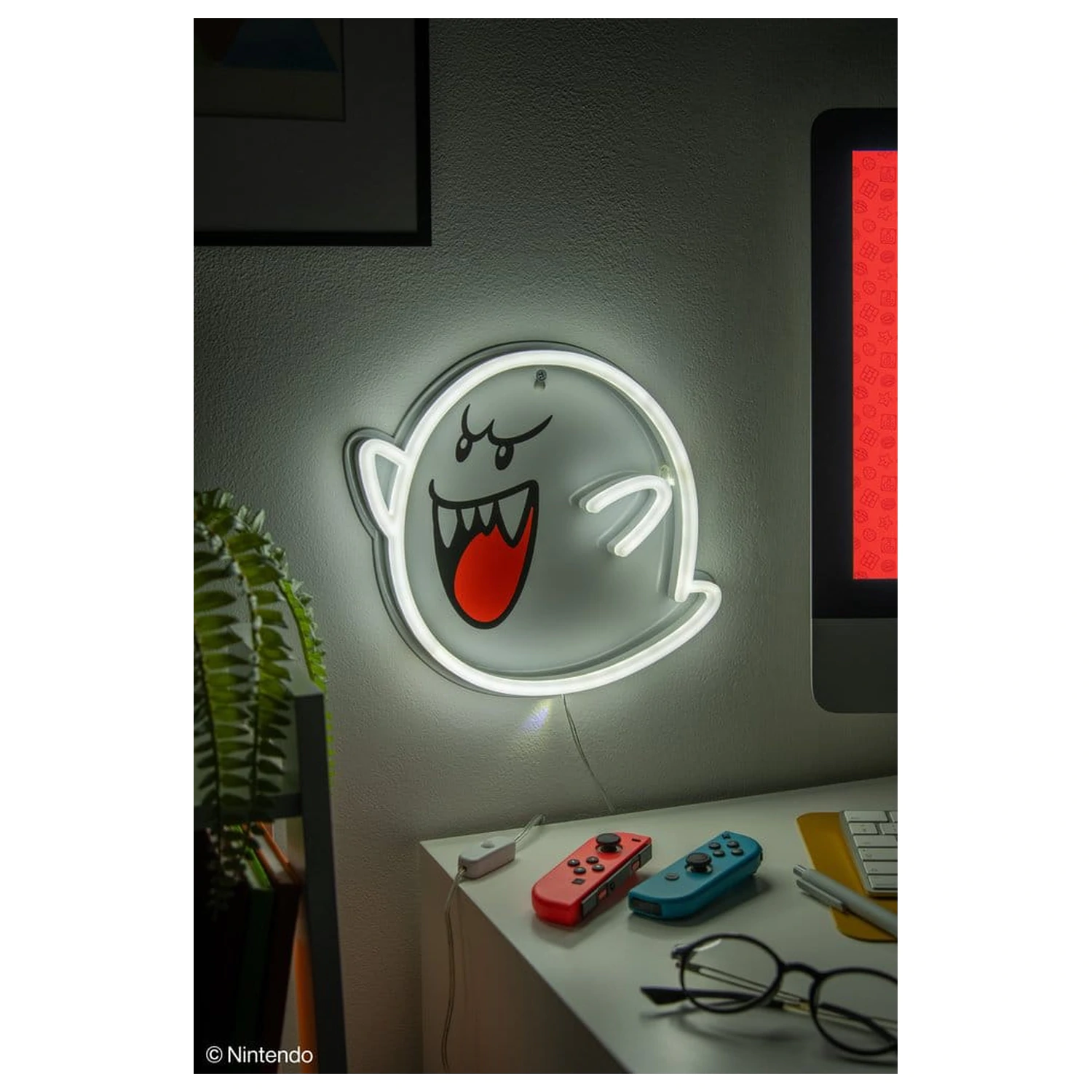 Super Mario LED neónová nástenná lampa Boo 23 x 23 cm produktová fotografia
