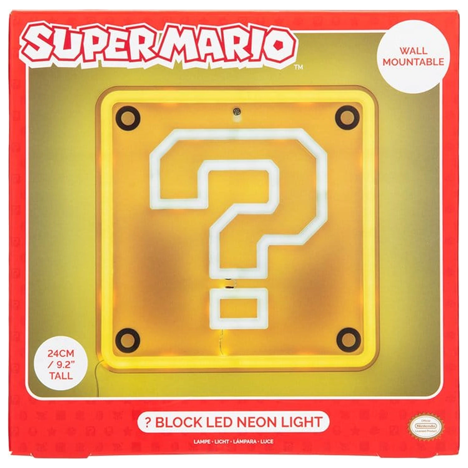 Super Mario LED Neon Nástenná lampa Question Block 24 x 24 cm produktová fotografia