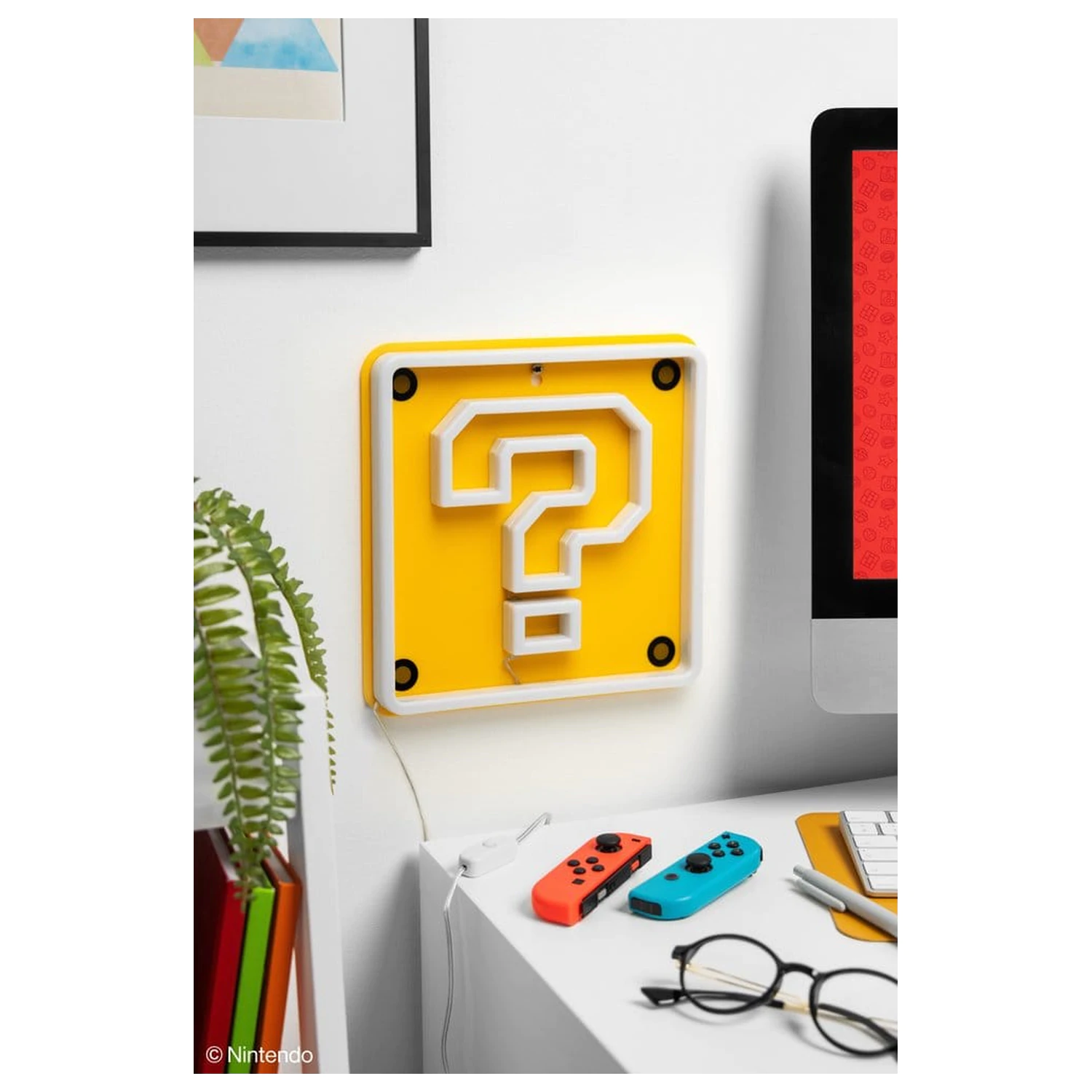 Super Mario LED Neon Nástenná lampa Question Block 24 x 24 cm produktová fotografia