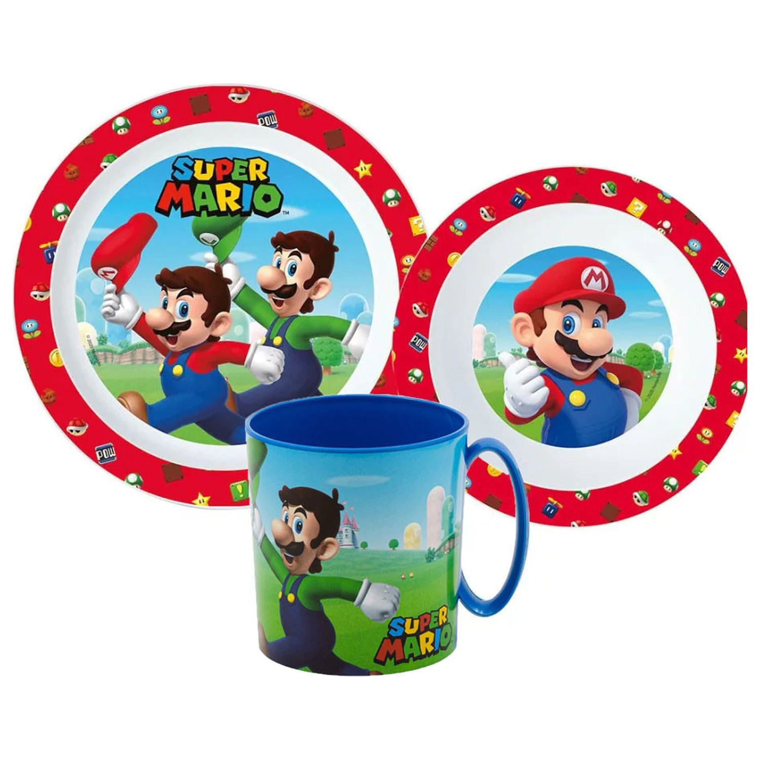 Sada riadu Super Mario Mushroom Kingdom, Micro Plastic Set s 350 ml hrnčekom produktová fotografia