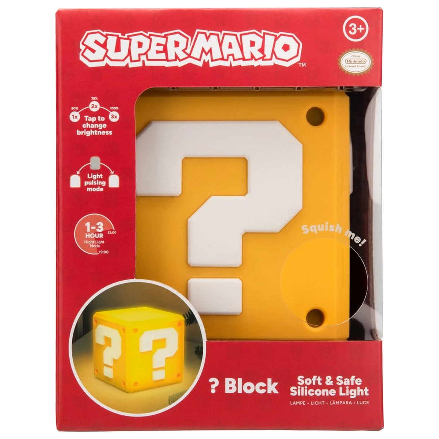 Super Mario SquishyGlo Silikónový Light Question Block 13 cm produktová fotografia