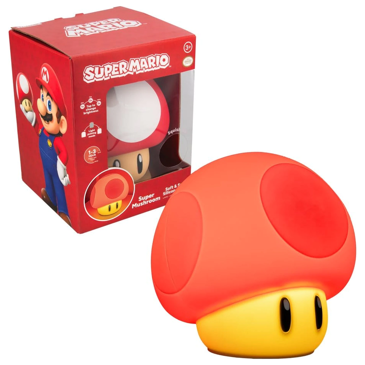 Super Mario SquishyGlo Silicon Light Super Mushroom 15 cm produktová fotografia