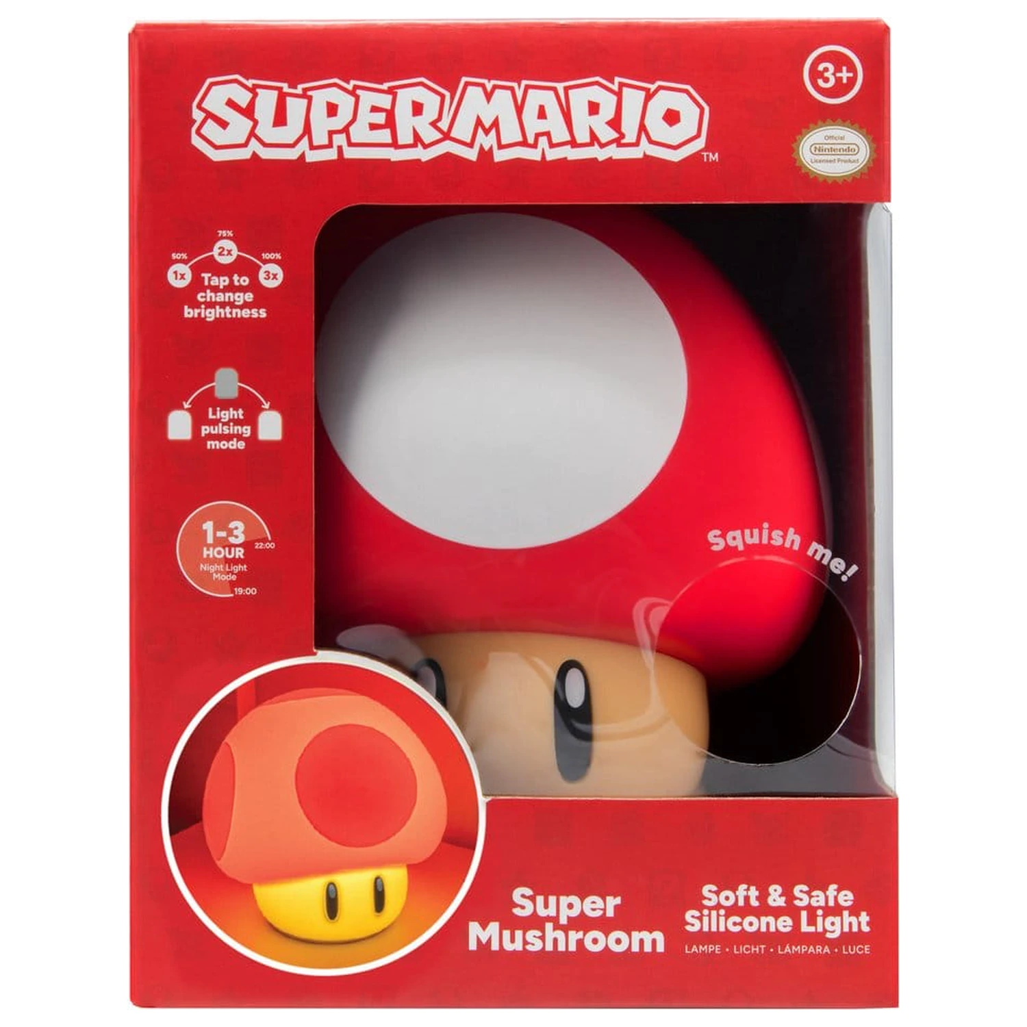 Super Mario SquishyGlo Silicon Light Super Mushroom 15 cm produktová fotografia