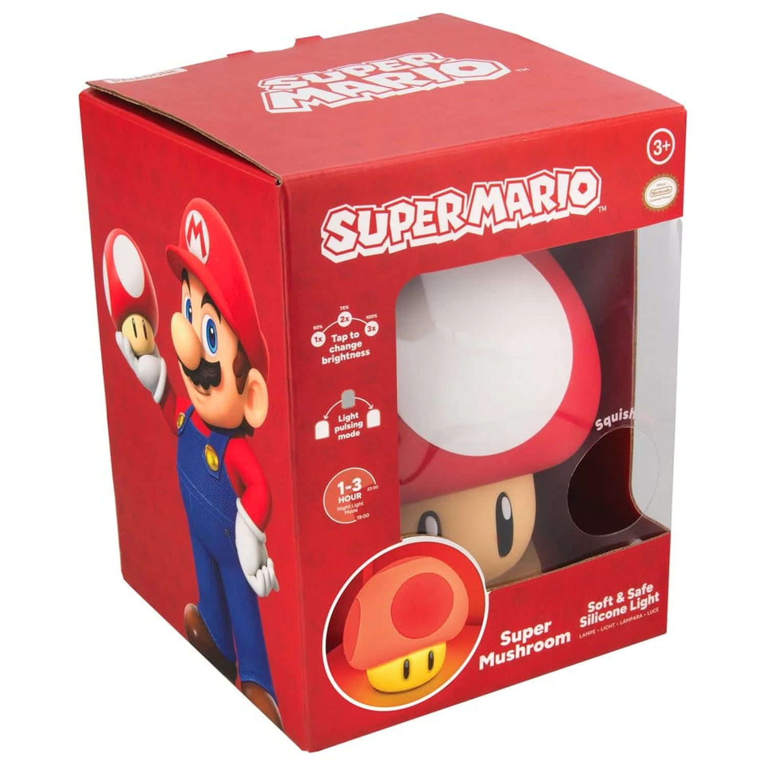 Super Mario SquishyGlo Silicon Light Super Mushroom 15 cm produktová fotografia