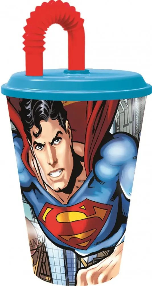 Superman pohár so slamkou, plastový 430 ml produktová fotografia