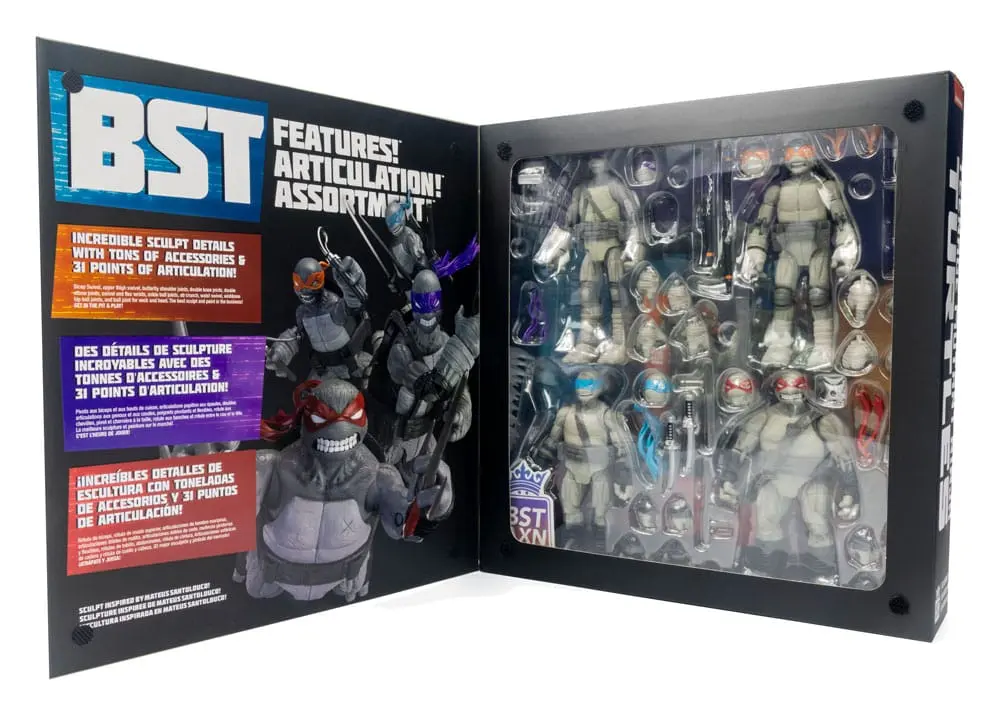 Teenage Mutant Ninja Turtles BST AXN Akčné figúrky 4-balenie Black&White (IDW Comics) 13 cm produktová fotografia