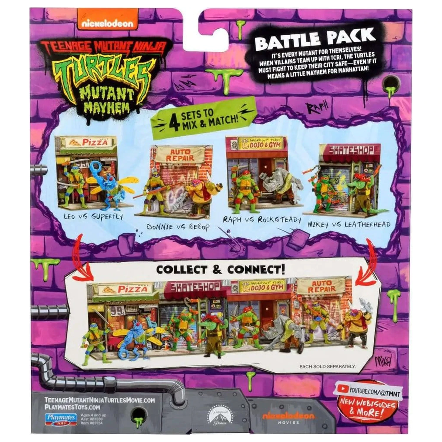 Teenage Mutant Ninja Turtles: Mutant Mayhem Battle Pack Akčné figúrky Raphael vs. Rocksteady 11 cm produktová fotografia