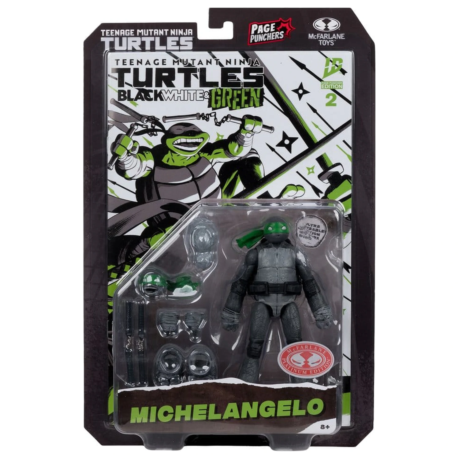 Teenage Mutant Ninja Turtles Page Punchers akčná figúrka Michelangelo (Black White & Green) (Red Platinum Edition) 13 cm produktová fotografia