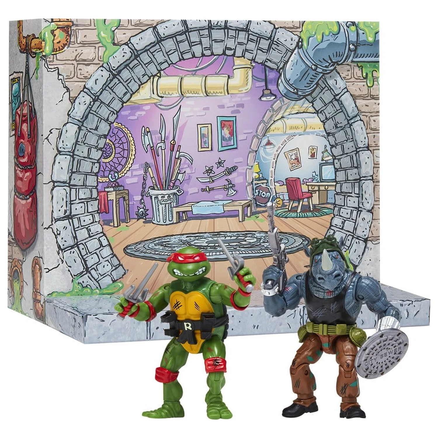 Teenage Mutant Ninja Turtles: Remasterované akčné figúrky Raphael vs. Rocksteady produktová fotografia