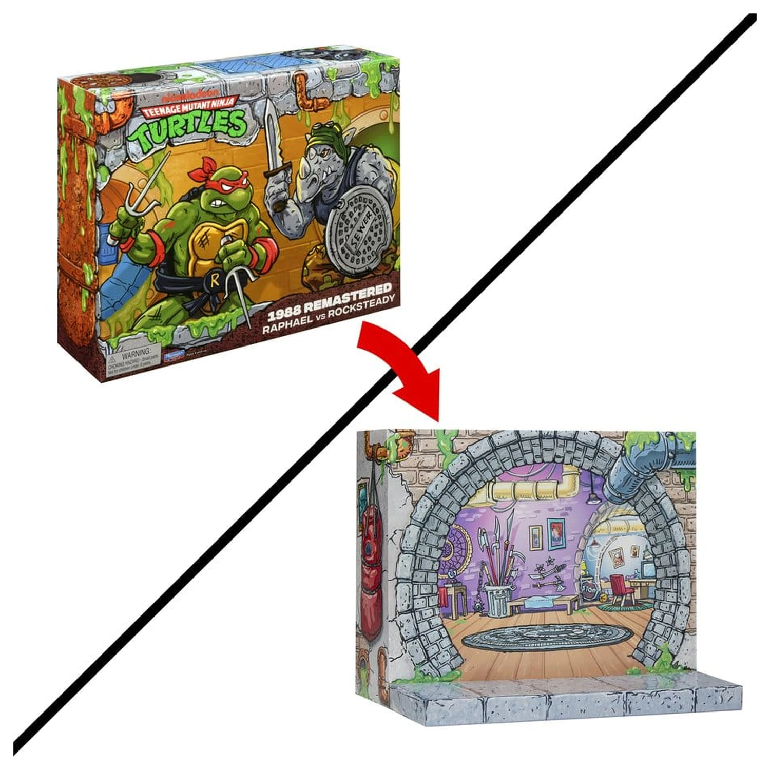 Teenage Mutant Ninja Turtles: Remasterované akčné figúrky Raphael vs. Rocksteady produktová fotografia