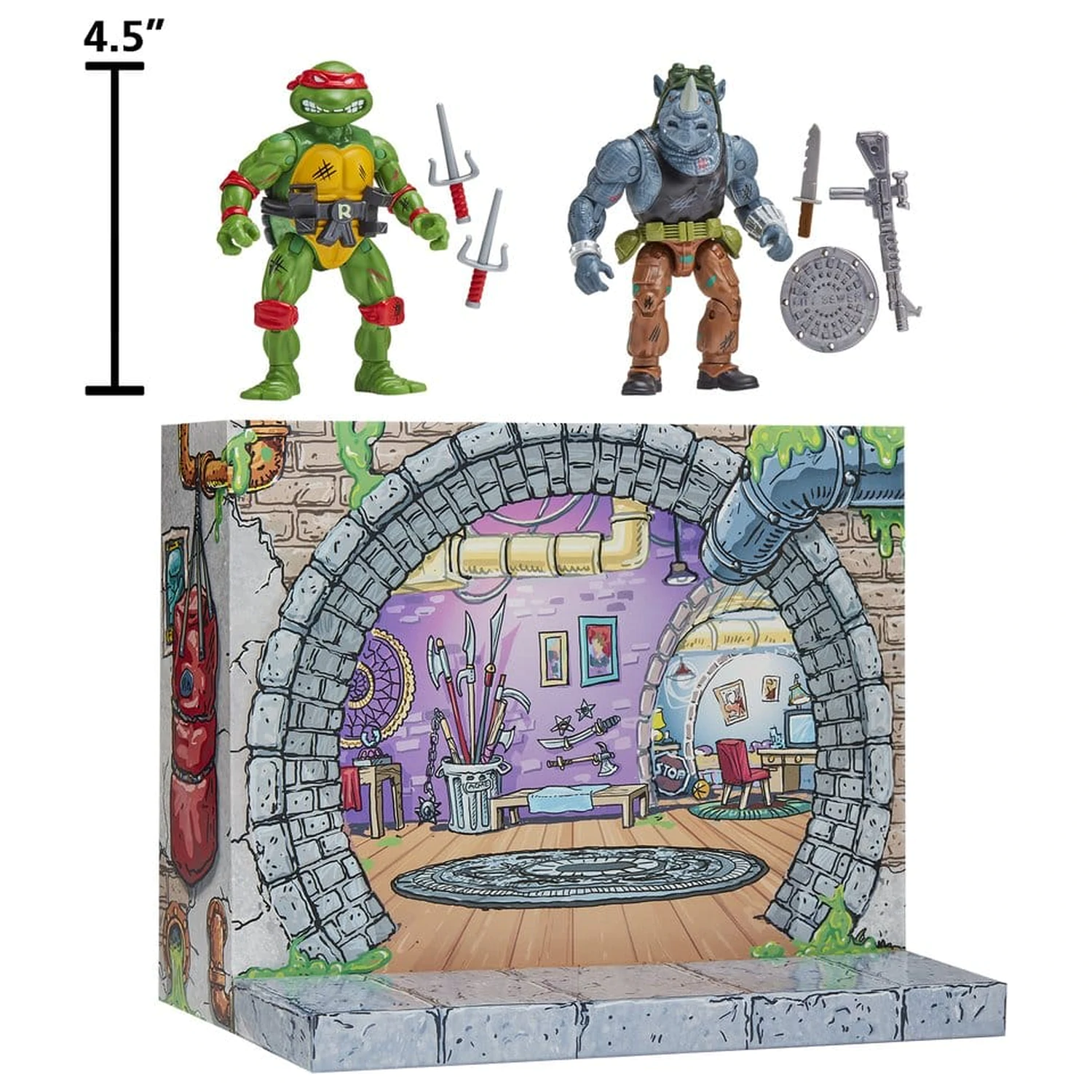 Teenage Mutant Ninja Turtles: Remasterované akčné figúrky Raphael vs. Rocksteady produktová fotografia