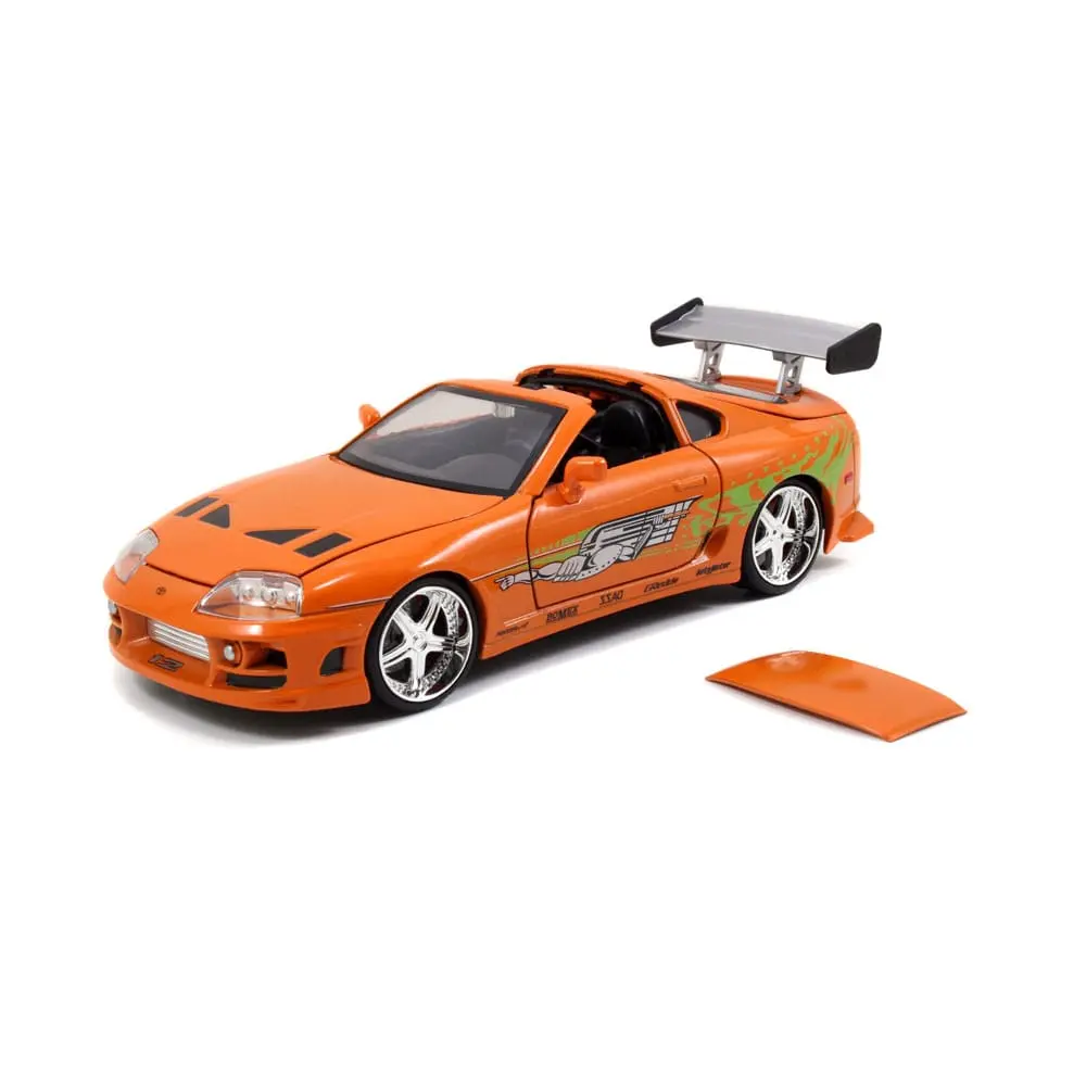 The Fast and Furious Diecast model Hollywood Rides 1/24 1995 Toyota Supra s figúrkou Briana O'Connora produktová fotografia