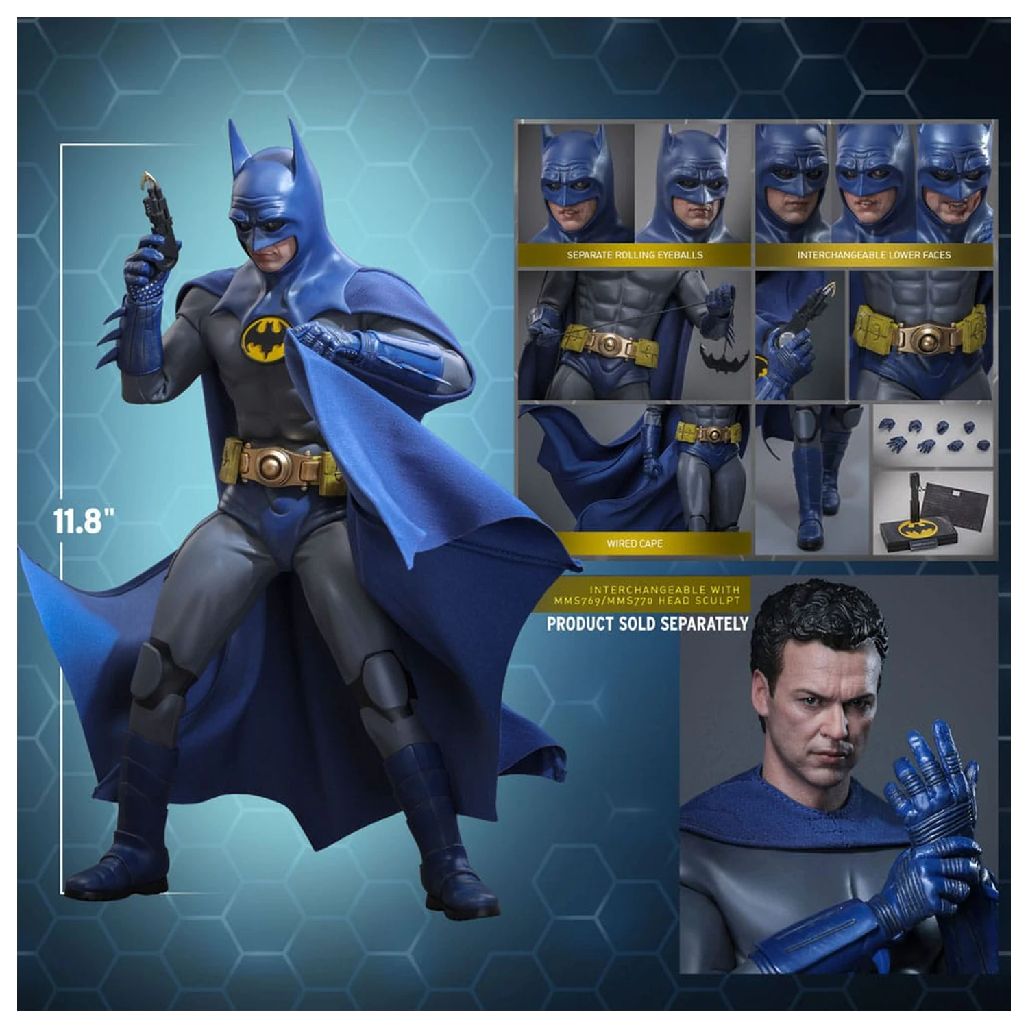 The Flash Movie Masterpiece Akčná figúrka 1/6 Batman (Blue & Grey Suit) Limitovaná edícia 30 cm produktová fotografia