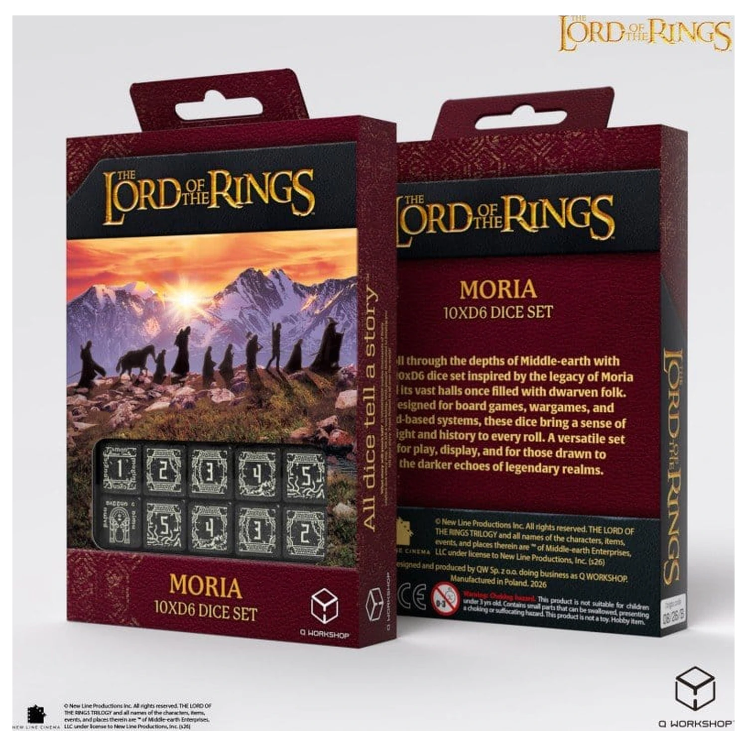 The Lord of the Rings: 10 D6 sada kociek Moria (svietiaca v tme) produktová fotografia