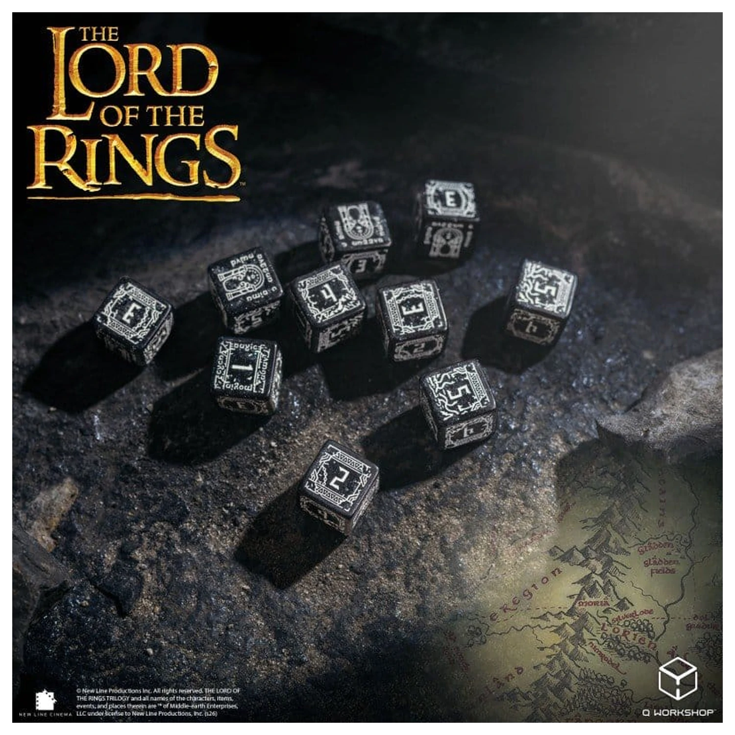 The Lord of the Rings: 10 D6 sada kociek Moria (svietiaca v tme) produktová fotografia