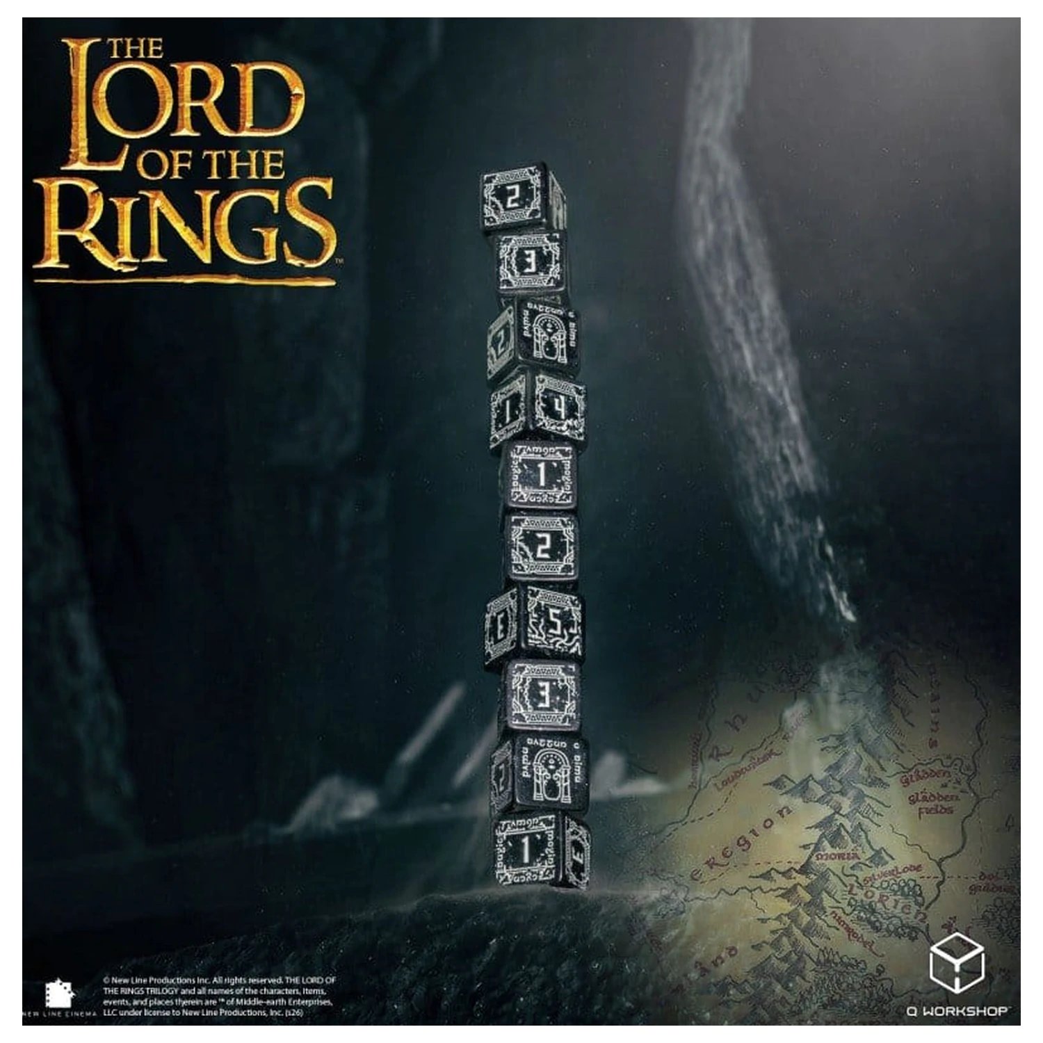 The Lord of the Rings: 10 D6 sada kociek Moria (svietiaca v tme) produktová fotografia