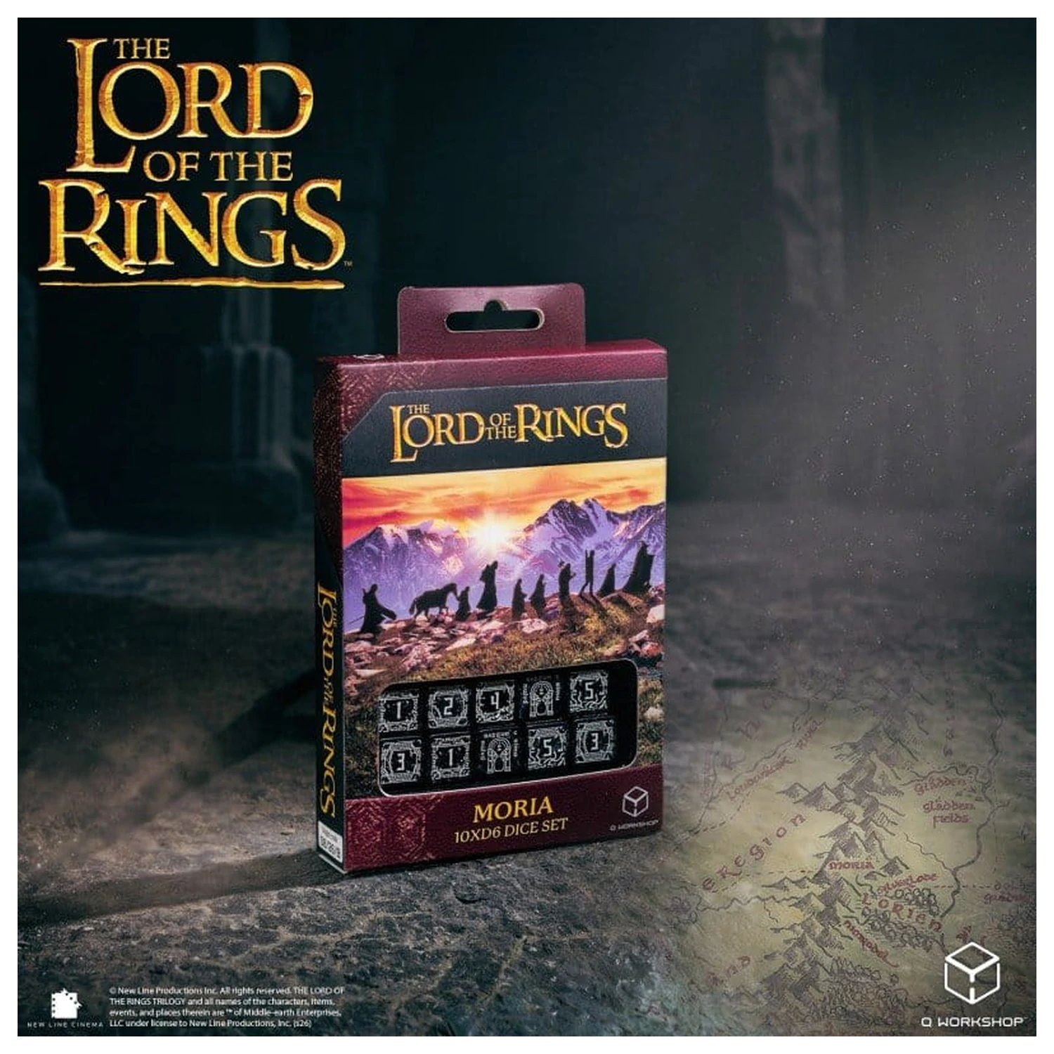 The Lord of the Rings: 10 D6 sada kociek Moria (svietiaca v tme) produktová fotografia