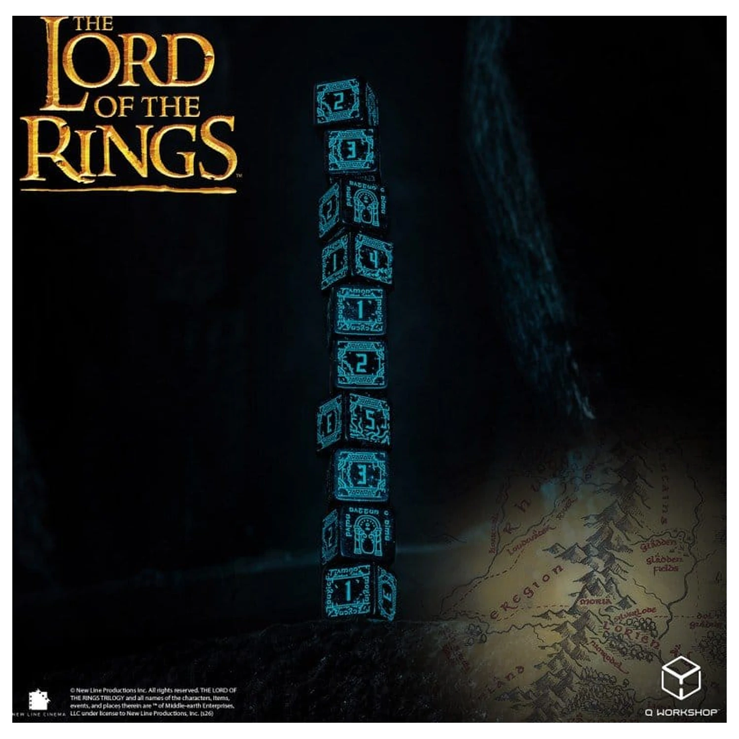 The Lord of the Rings: 10 D6 sada kociek Moria (svietiaca v tme) produktová fotografia