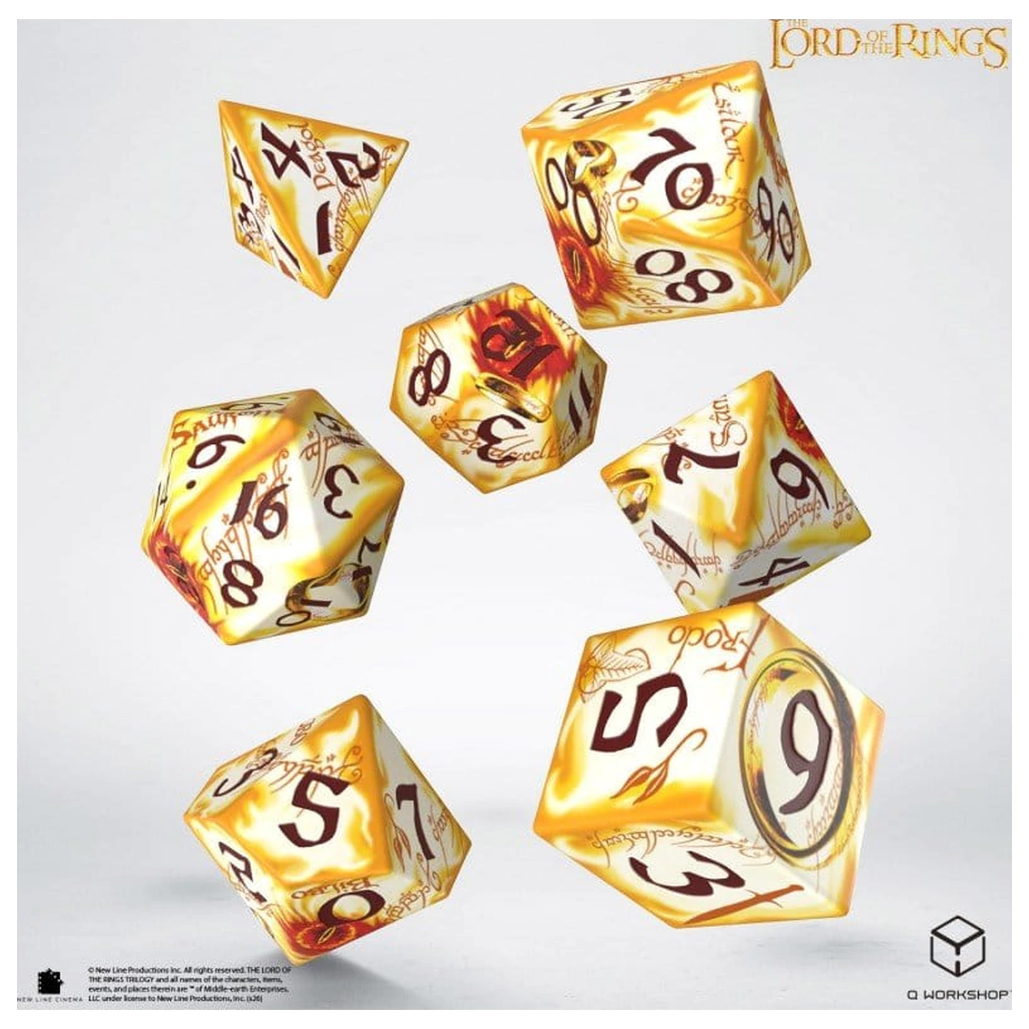 The Lord of the Rings Full Art Dice Set of 7 Ring-bearers (Whitefire Radiance) produktová fotografia