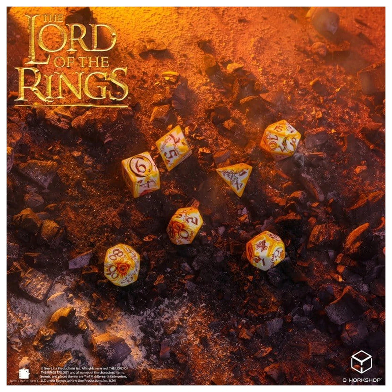 The Lord of the Rings Full Art Dice Set of 7 Ring-bearers (Whitefire Radiance) produktová fotografia