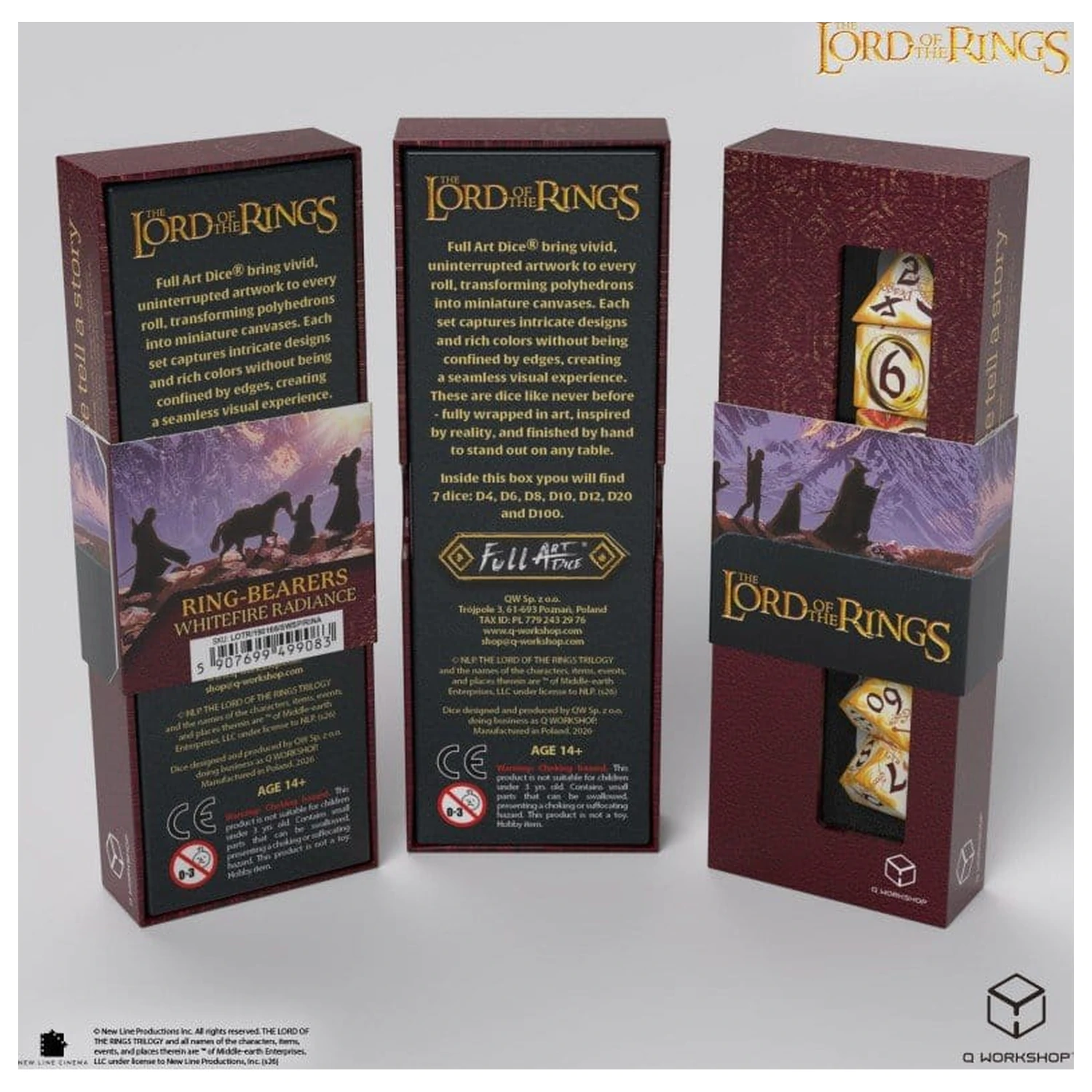 The Lord of the Rings Full Art Dice Set of 7 Ring-bearers (Whitefire Radiance) produktová fotografia