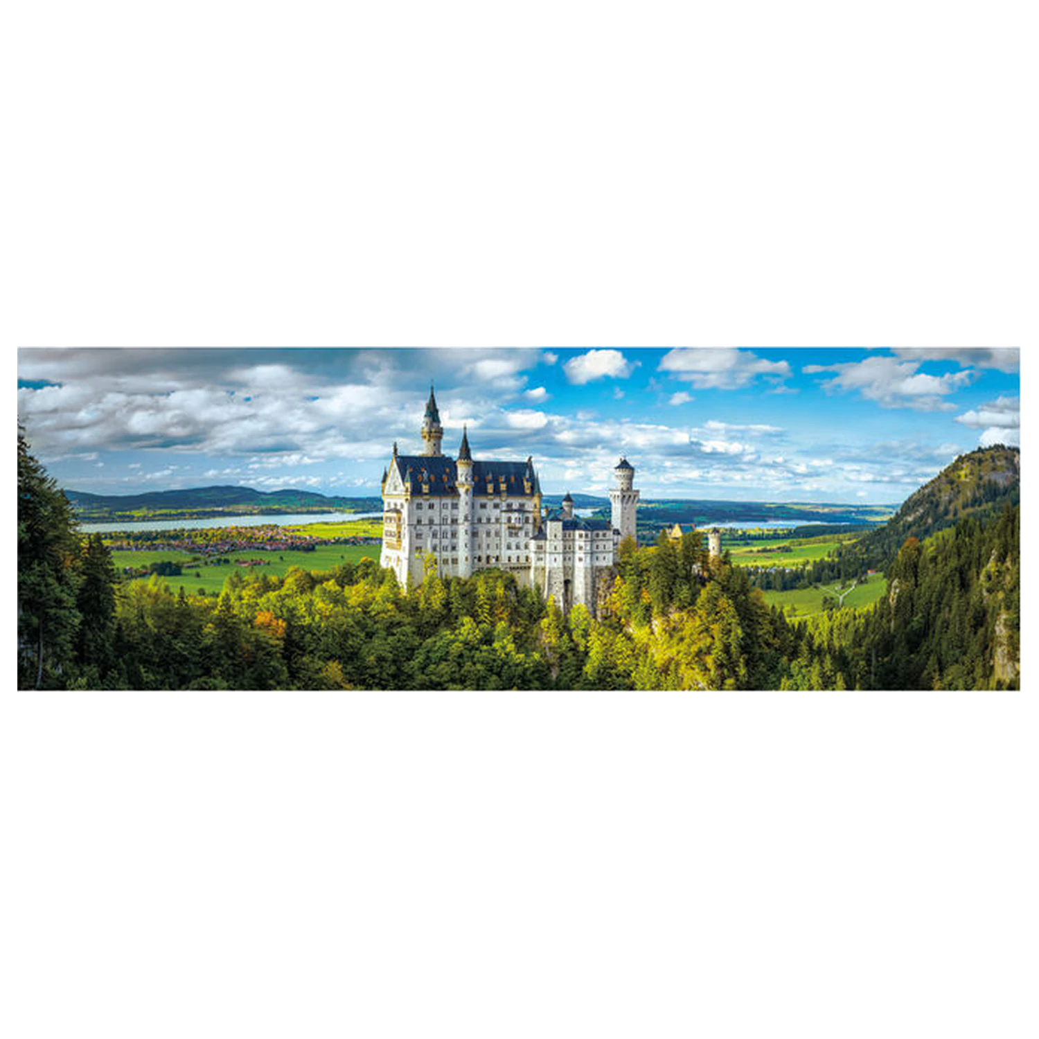 The Neuschwanstein Castle Panoramatické puzzle 1000 kusov produktová fotografia